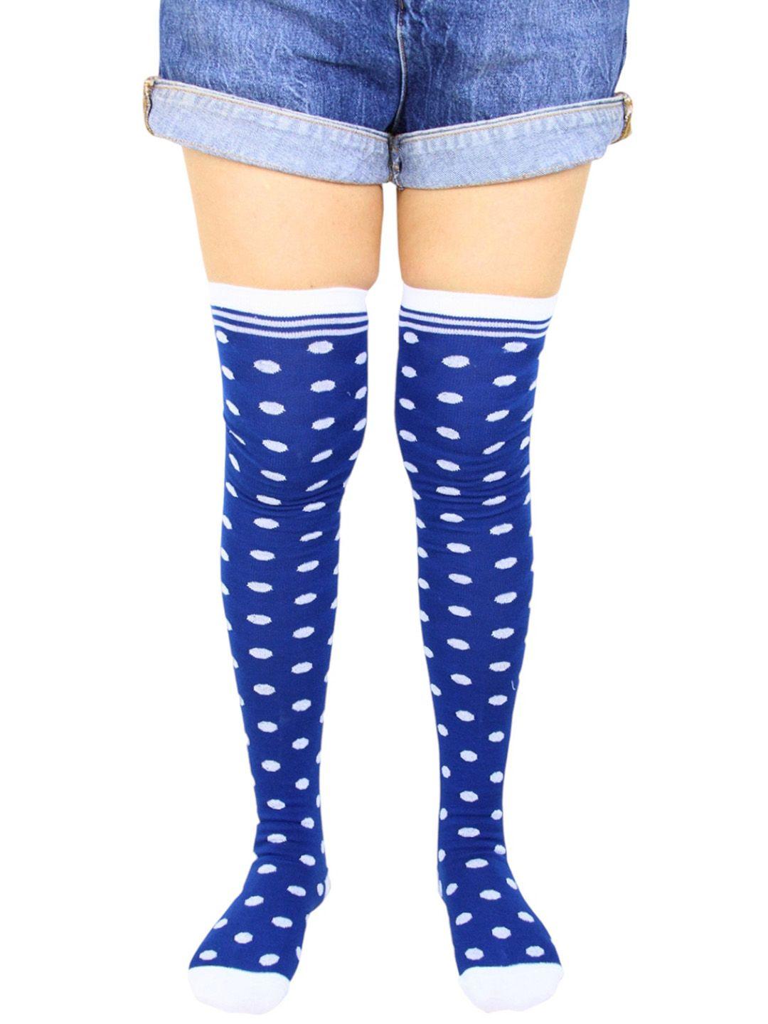 baesd polka dot printed thigh-high stockings