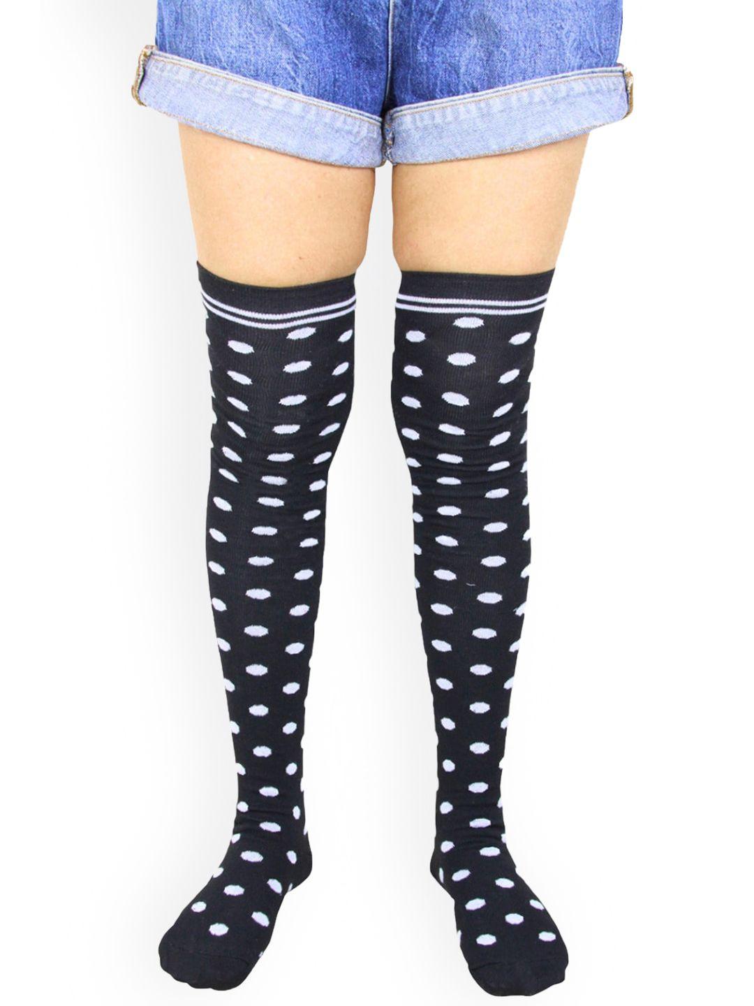 baesd polka dots printed thigh-high stockings