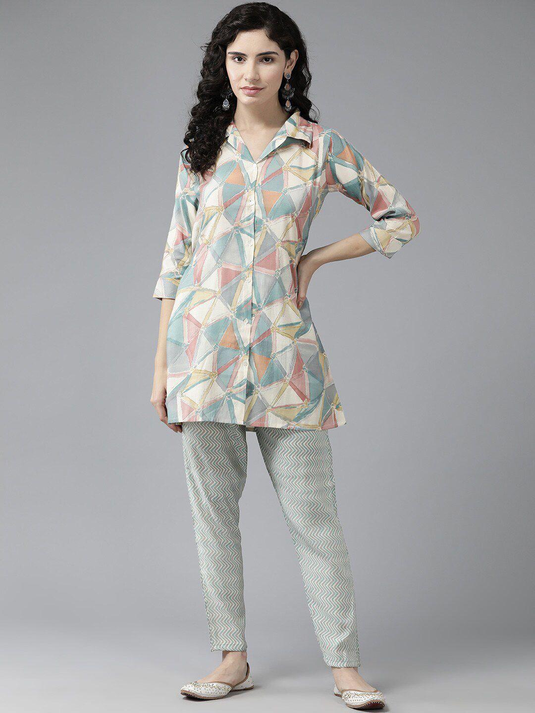 baesd printed pure cotton shirt with trouser