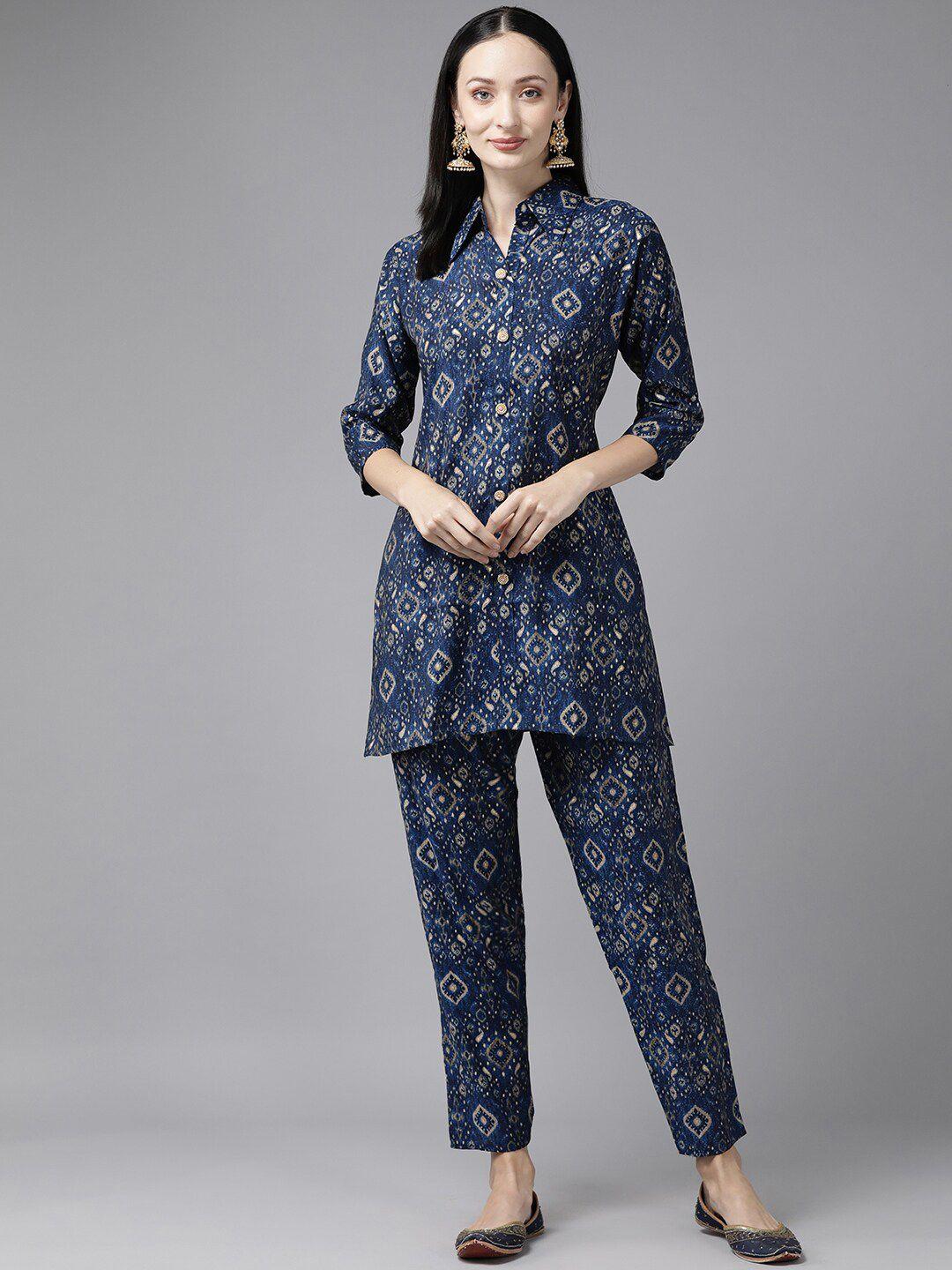 baesd printed pure cotton tunic with trousers