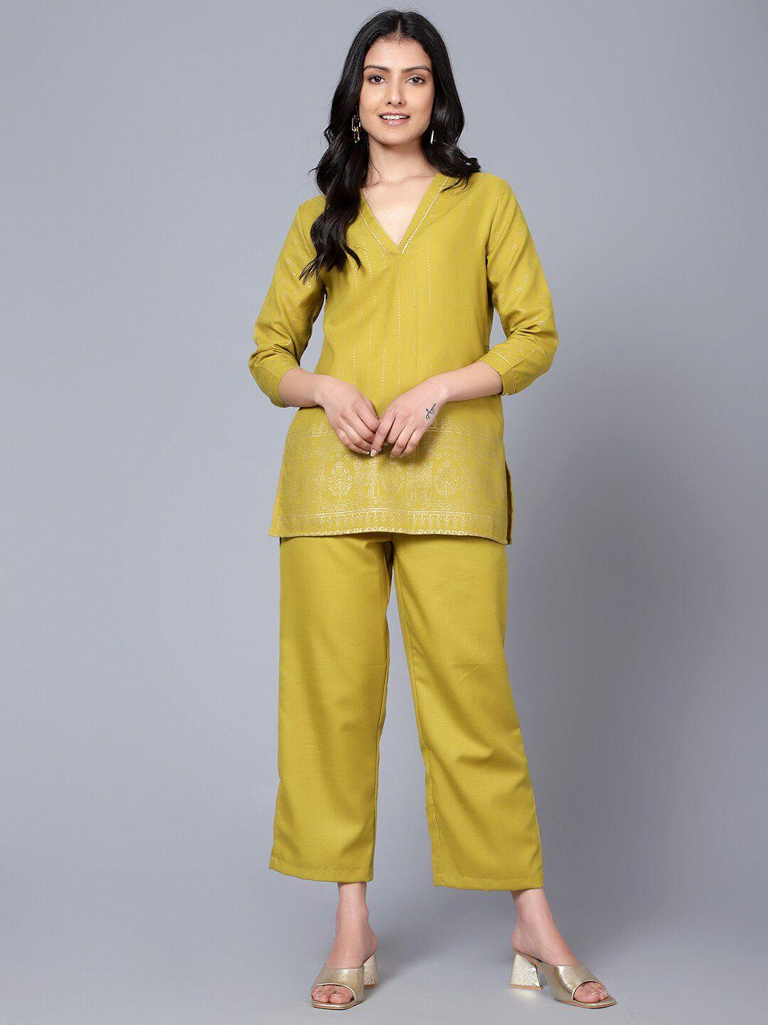 baesd printed v neck tunic with trouser