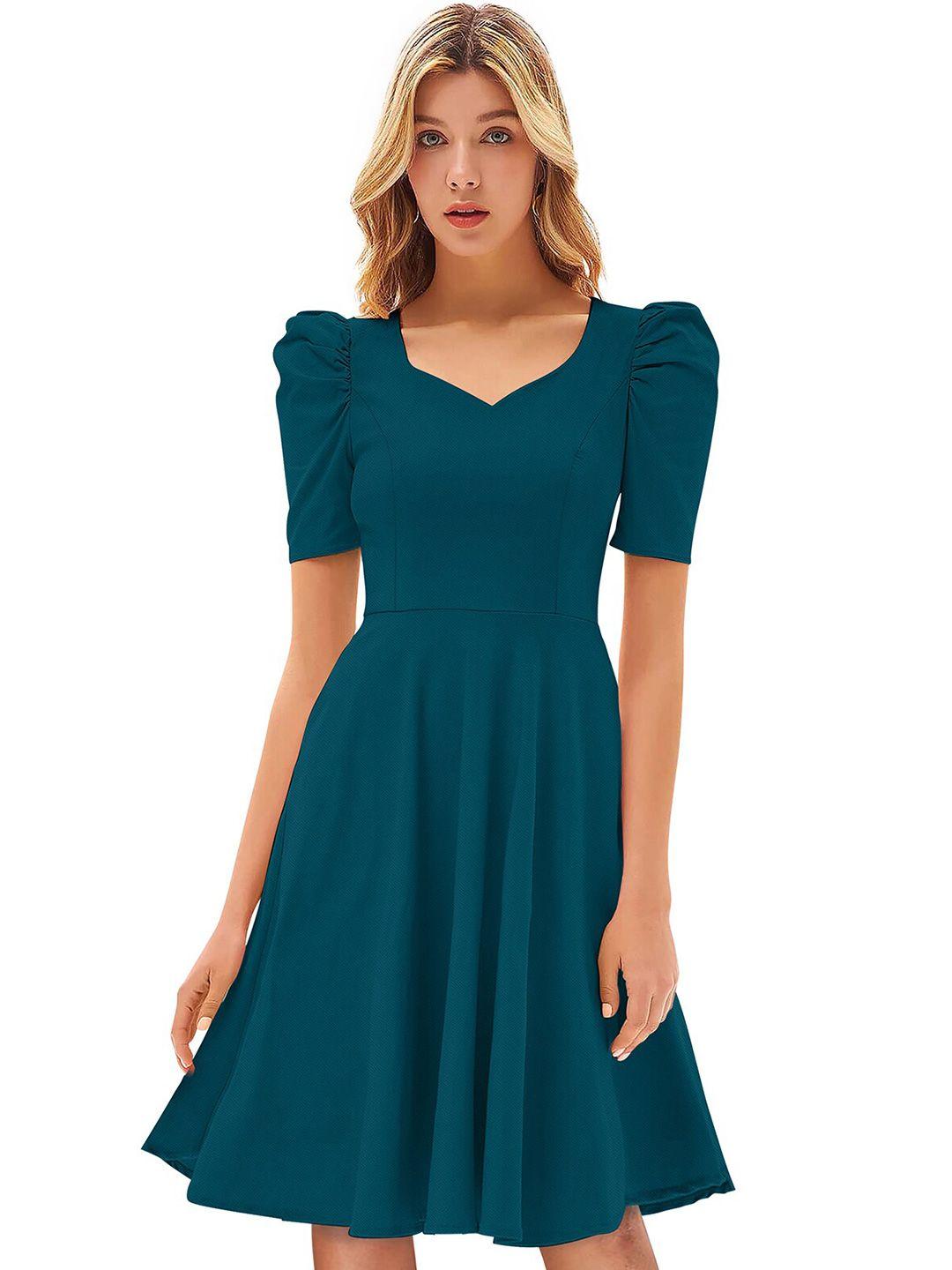 baesd puff sleeve fit & flare dress