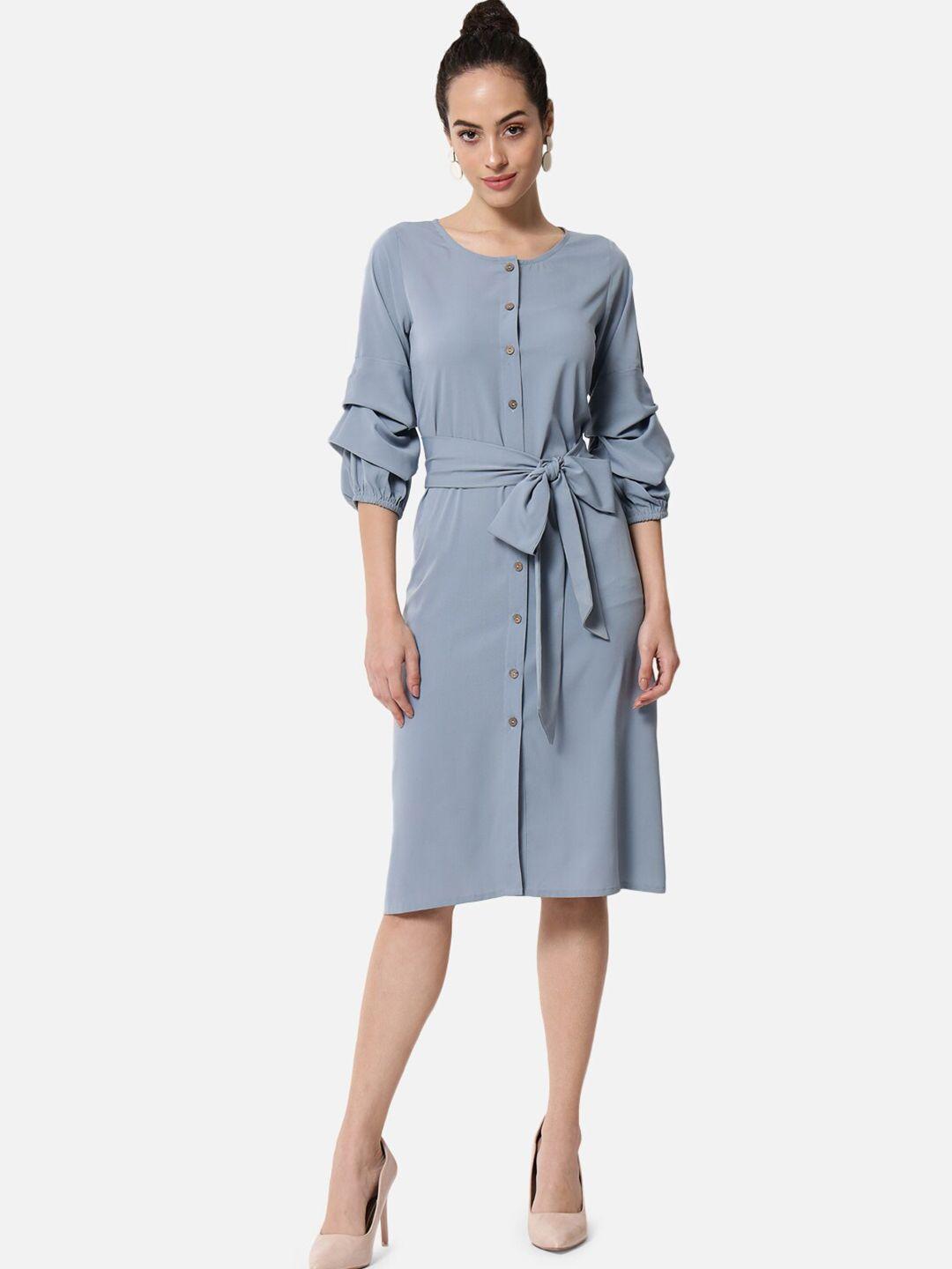 baesd puff sleeves tie-ups detail shirt dress