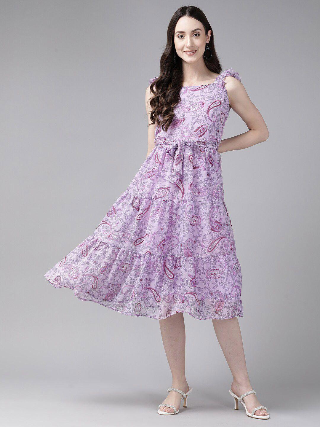 baesd purple floral print georgette sheath dress