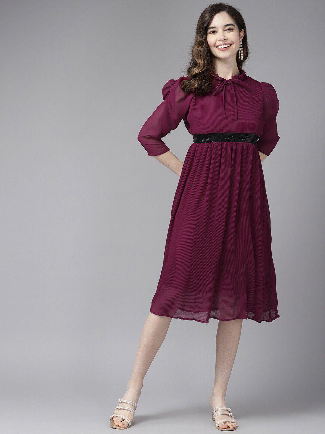 baesd purple georgette a-line midi dress