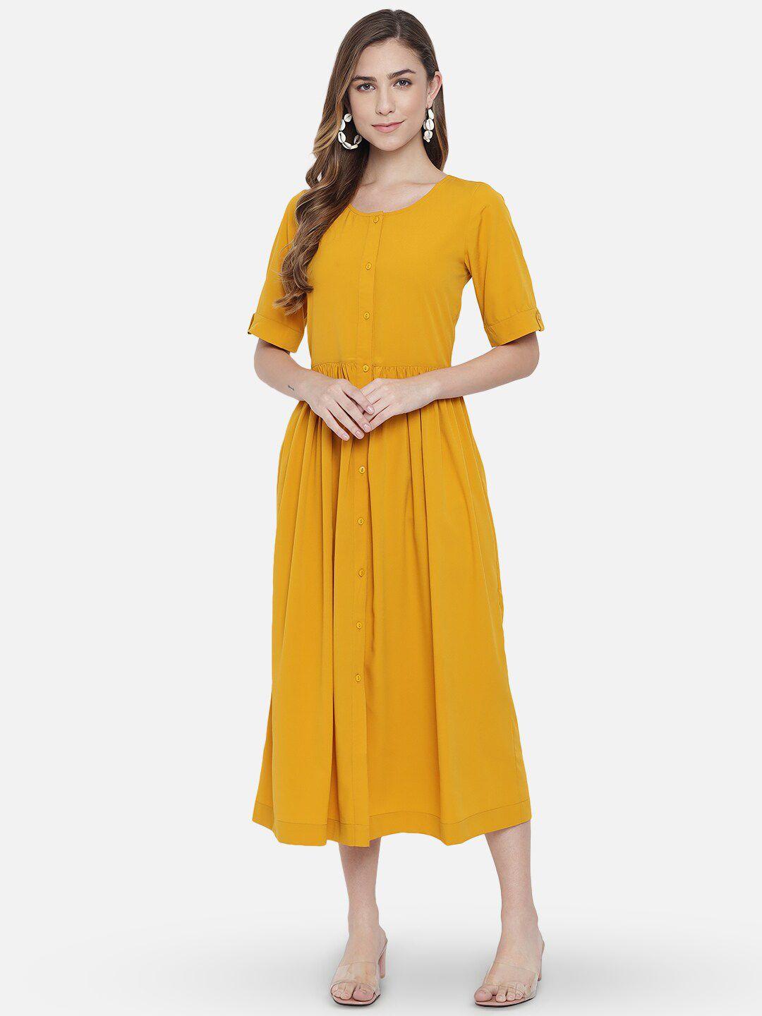 baesd round neck a-line midi dress