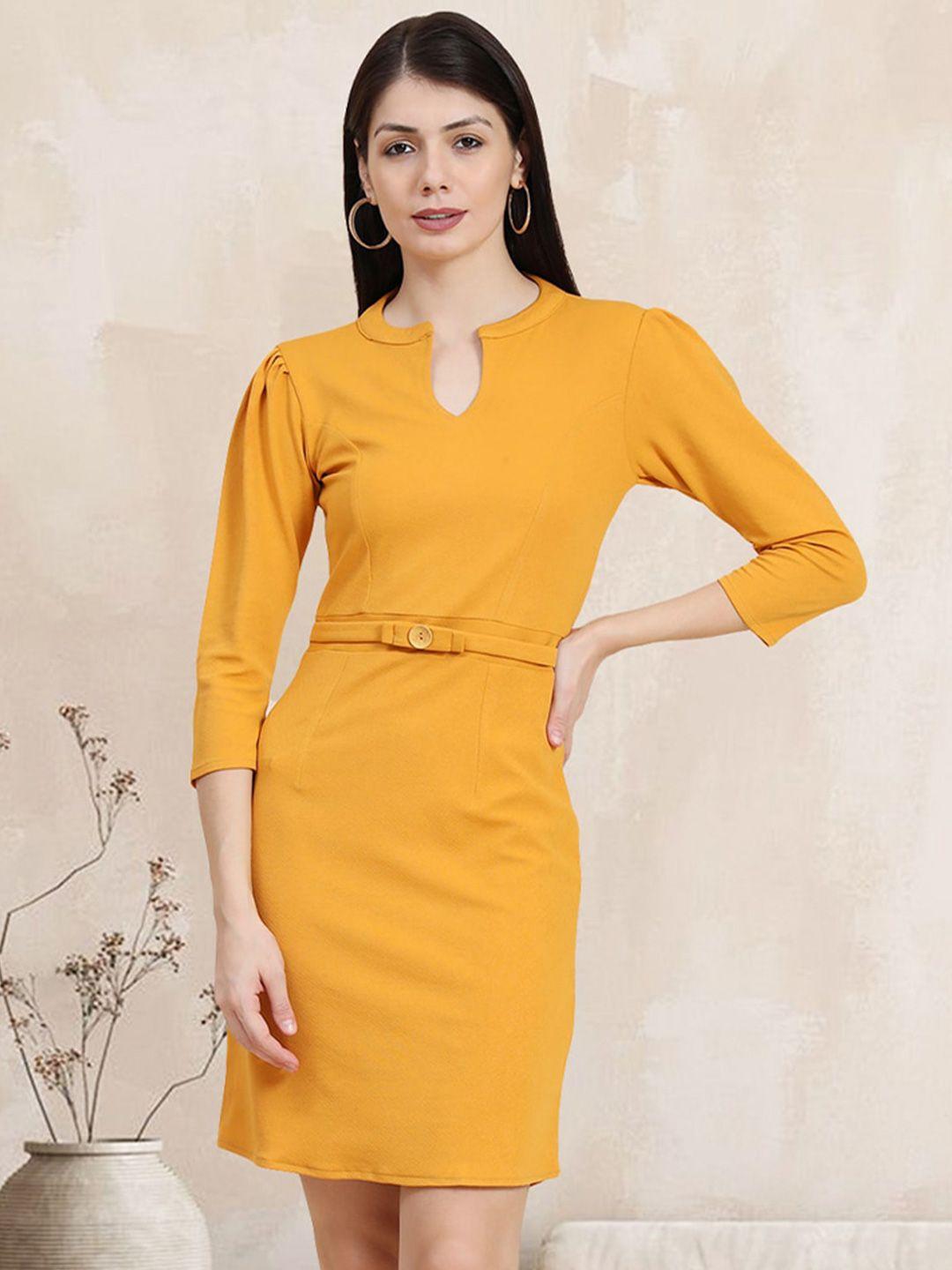 baesd round neck belted sheath dress