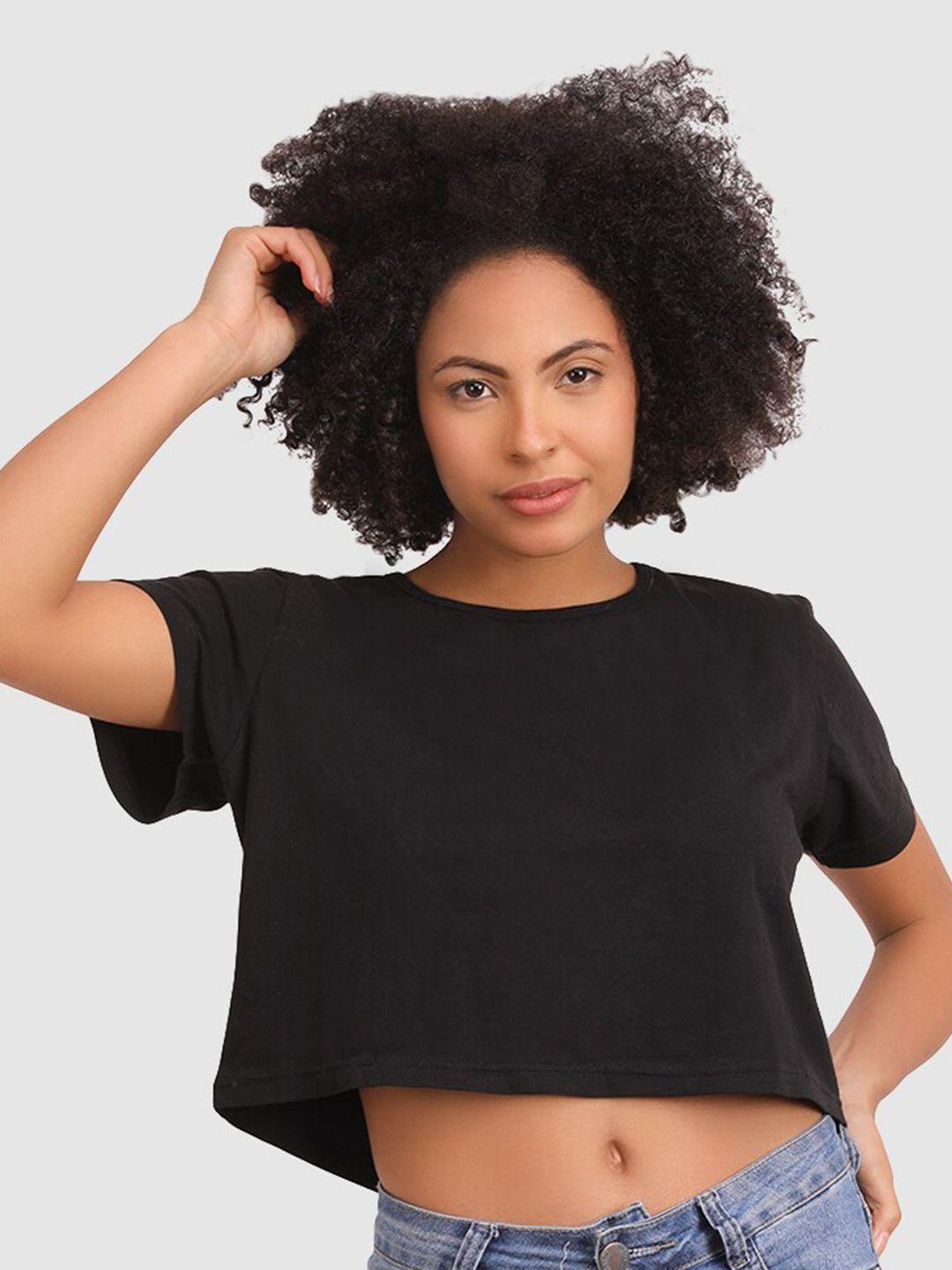 baesd round neck cotton boxy crop top