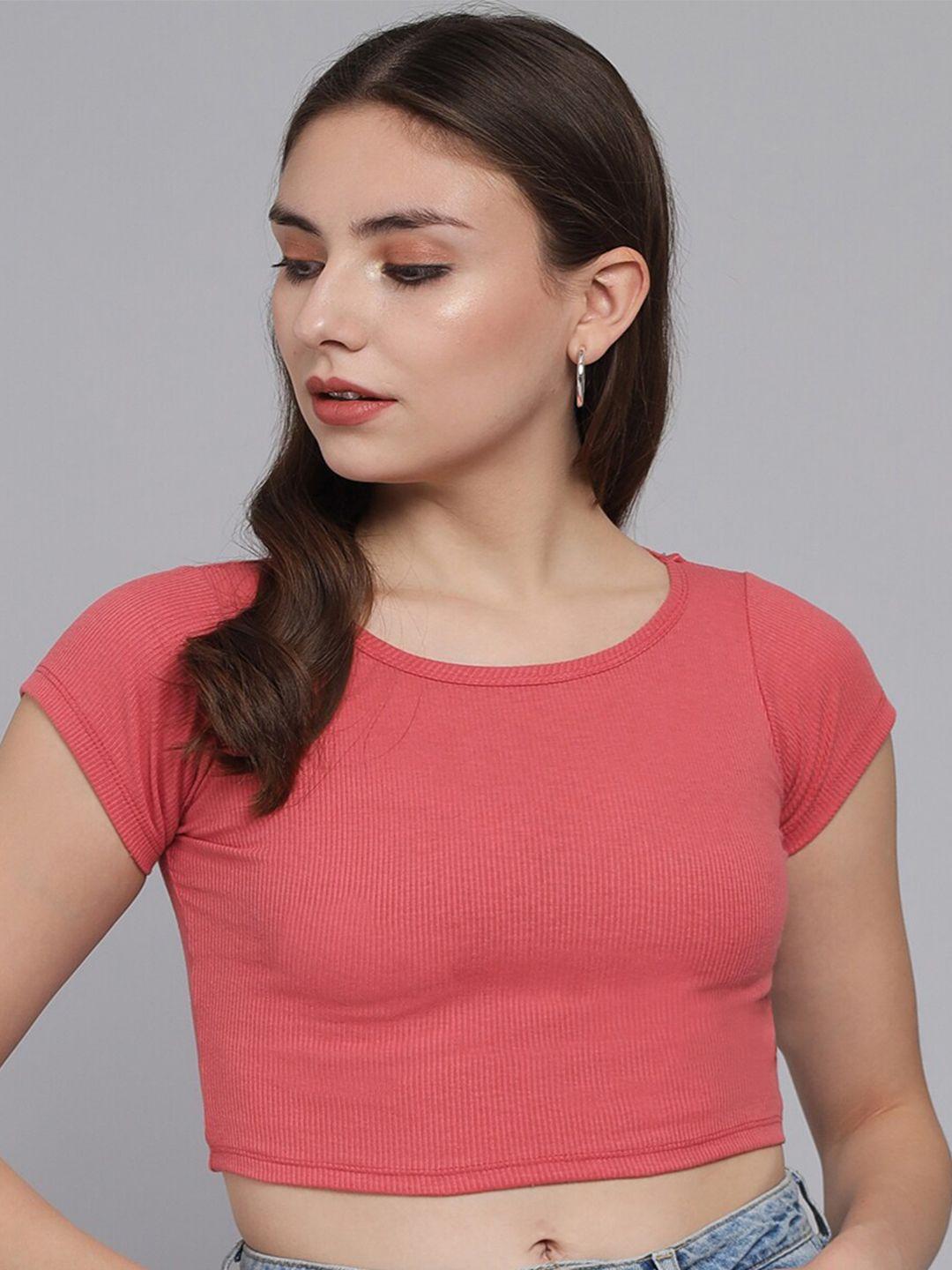 baesd round neck cotton fitted crop top