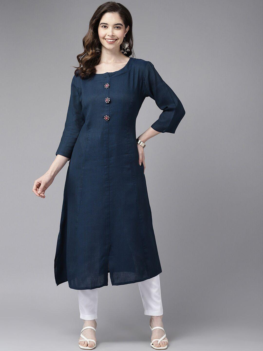 baesd round neck cotton straight kurta