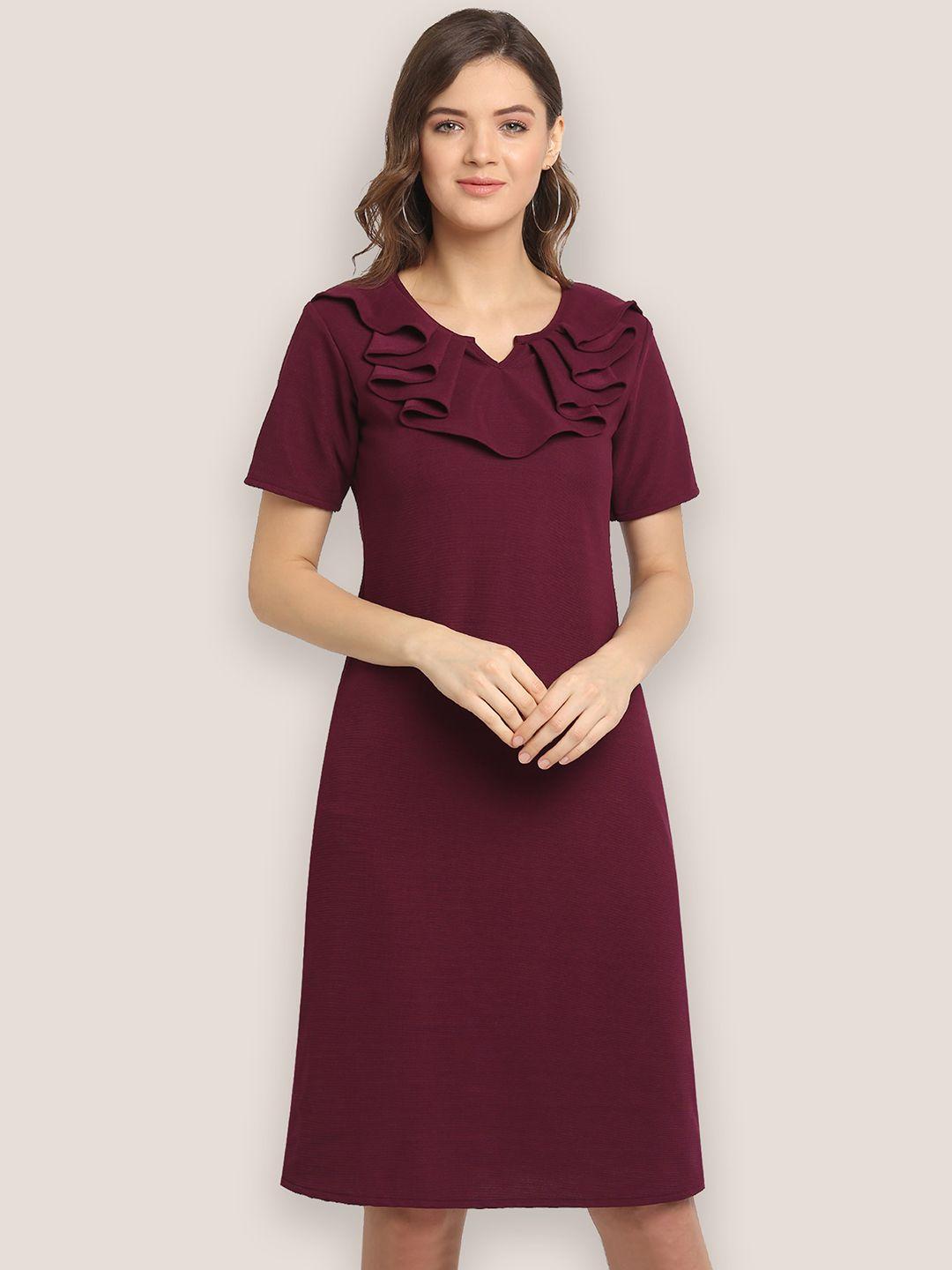 baesd round neck ruffled a-line dress