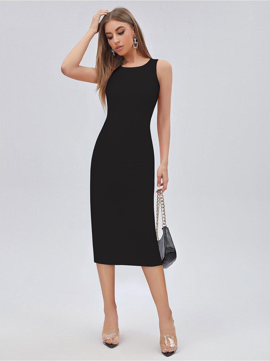 baesd round neck sheath midi dress