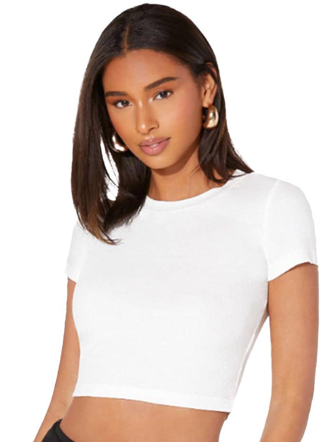 baesd round neck short sleeves crop top