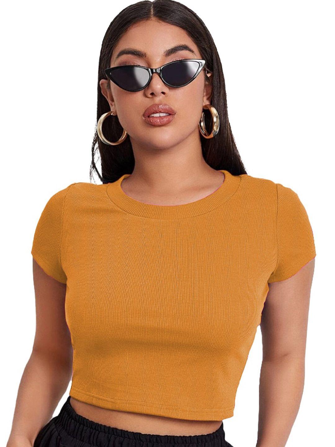 baesd round neck short sleeves crop top