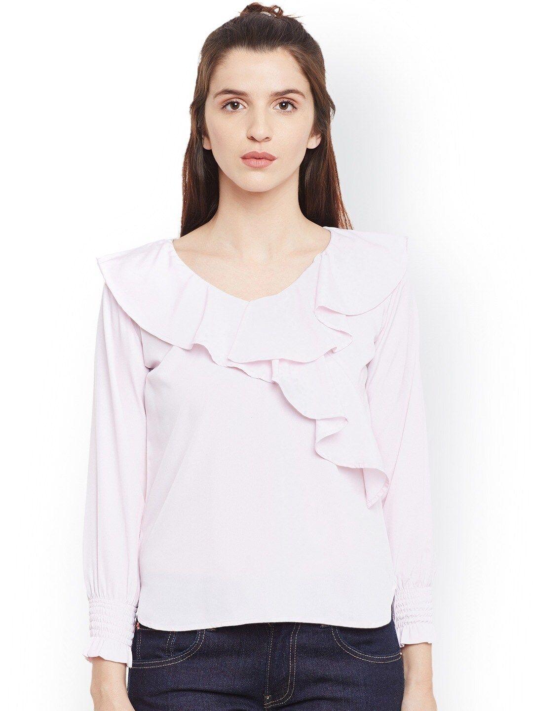 baesd ruffled long sleeves crepe top