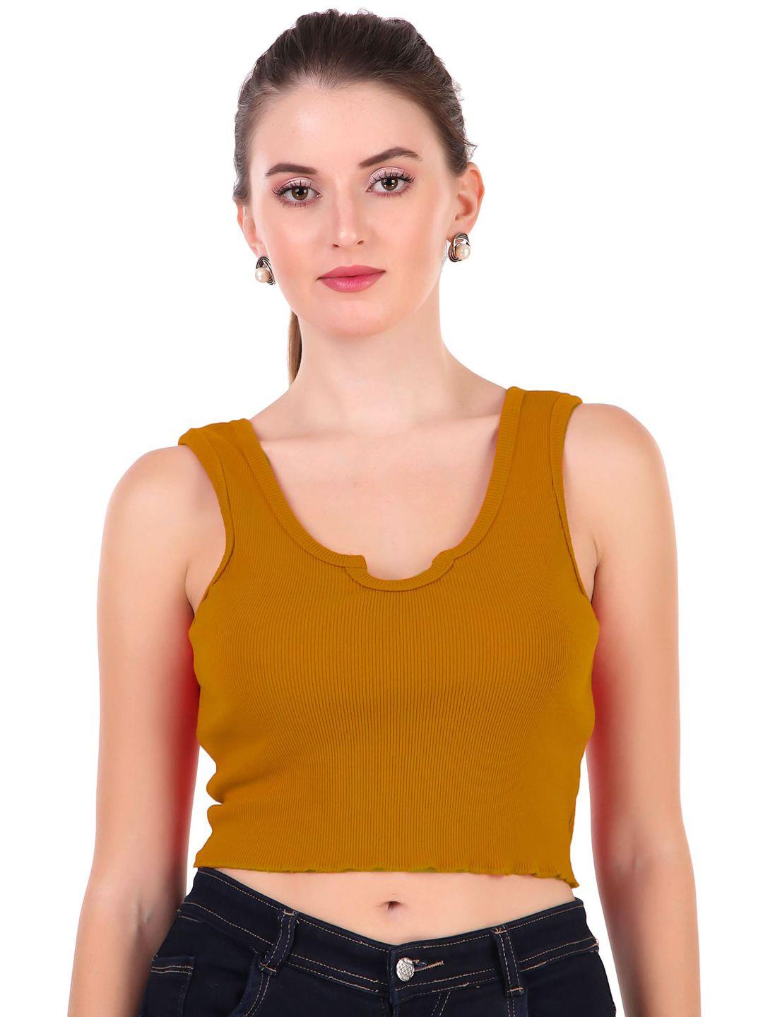 baesd scoop neck cotton fitted crop top