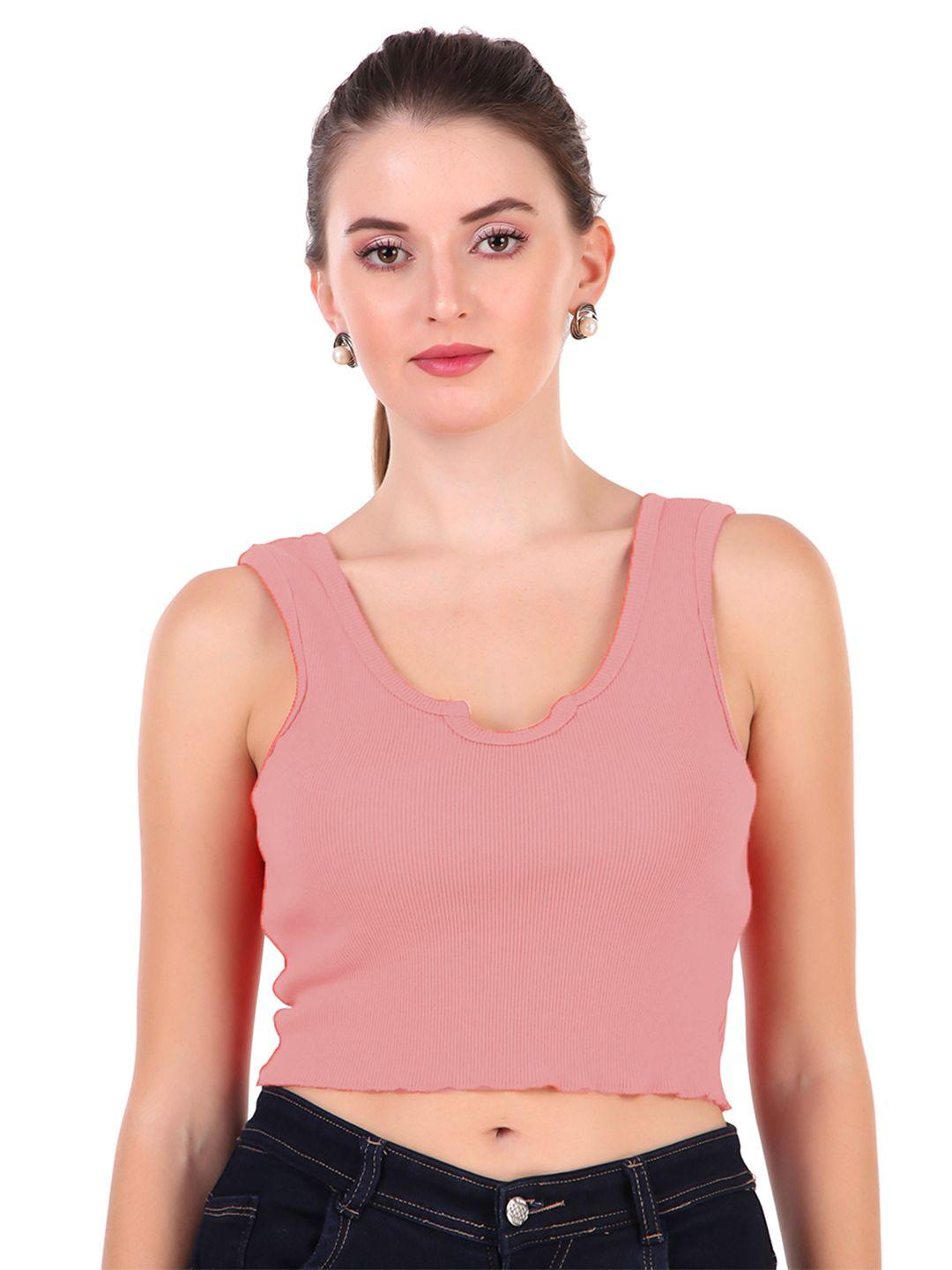 baesd scoop neck sleeveless cotton fitted crop top