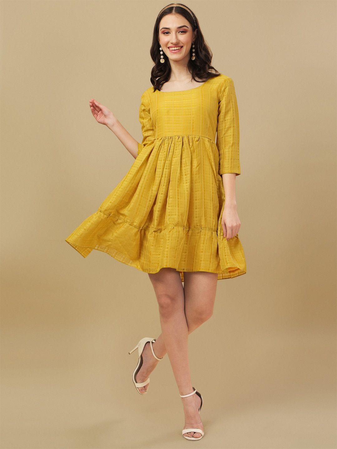 baesd self design gathered detailed fit & flare dress