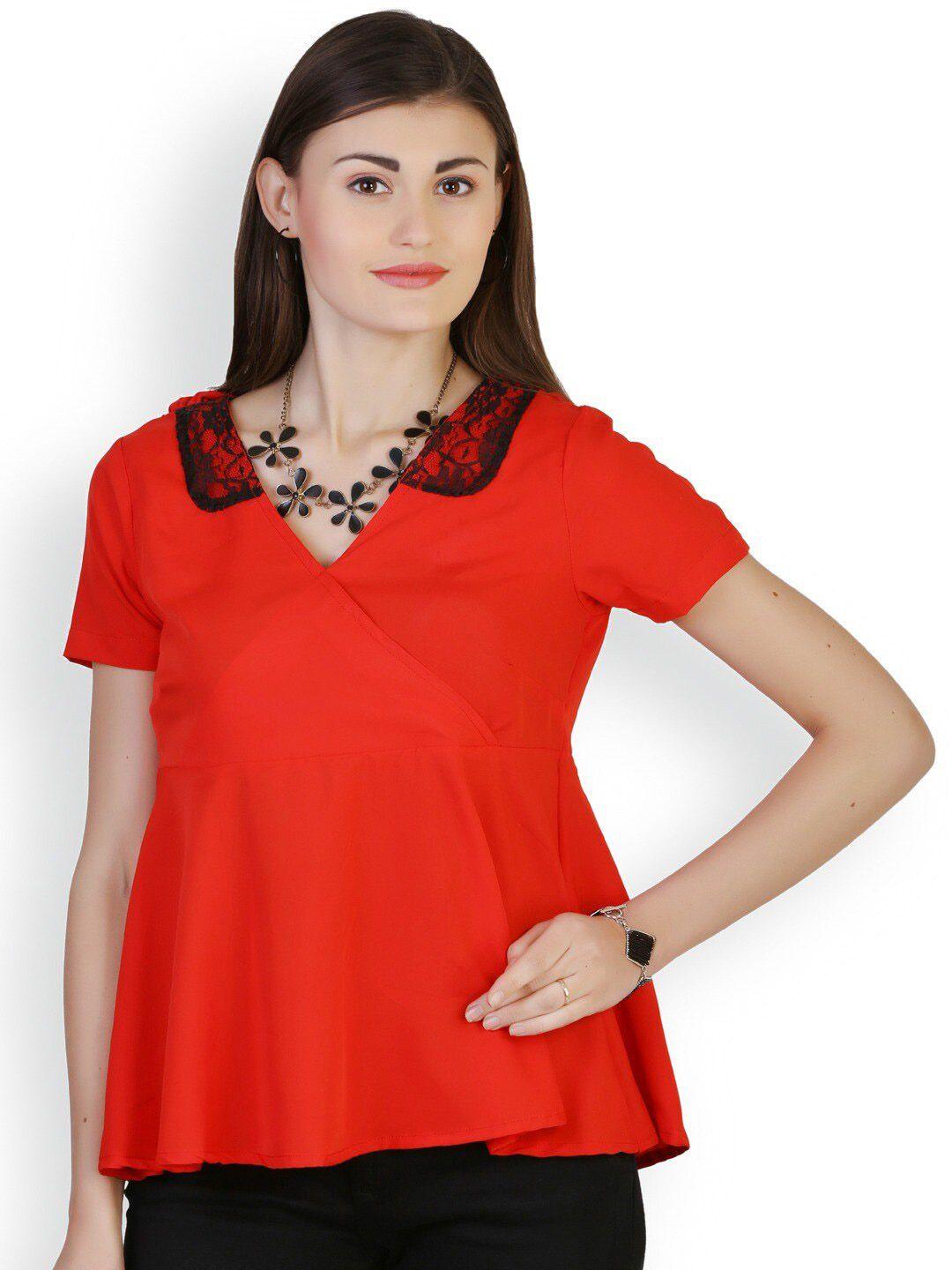 baesd self design short sleeves crepe peplum top