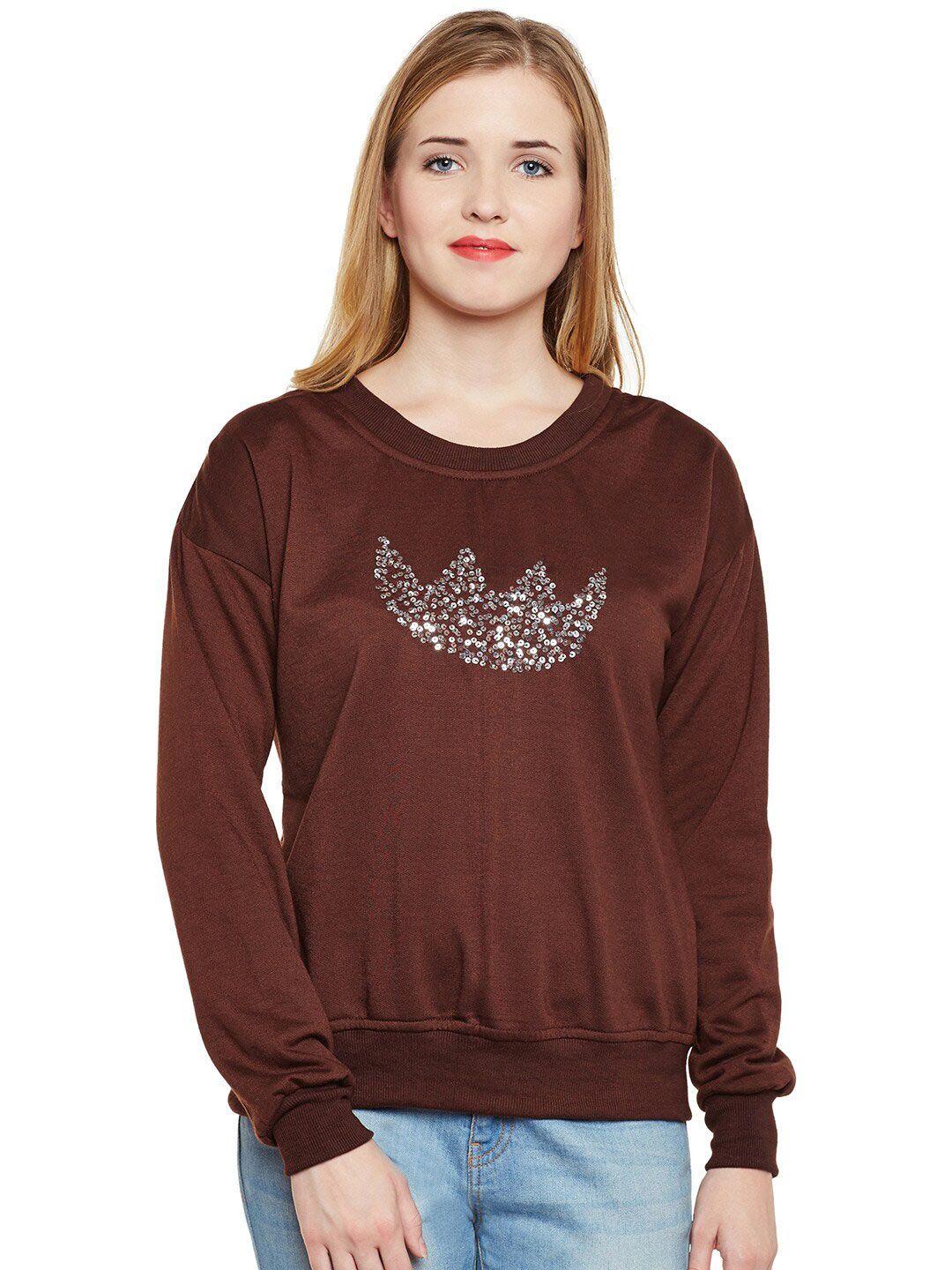 baesd sequinned embellished pullover fleece sweatshirt