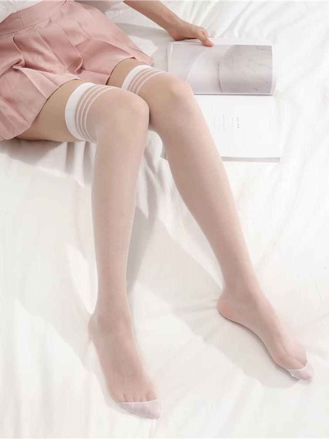 baesd sheer thigh-high stretchable stockings