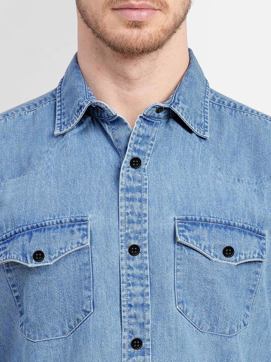 baesd spread collar hand wash classic faded casual shirt