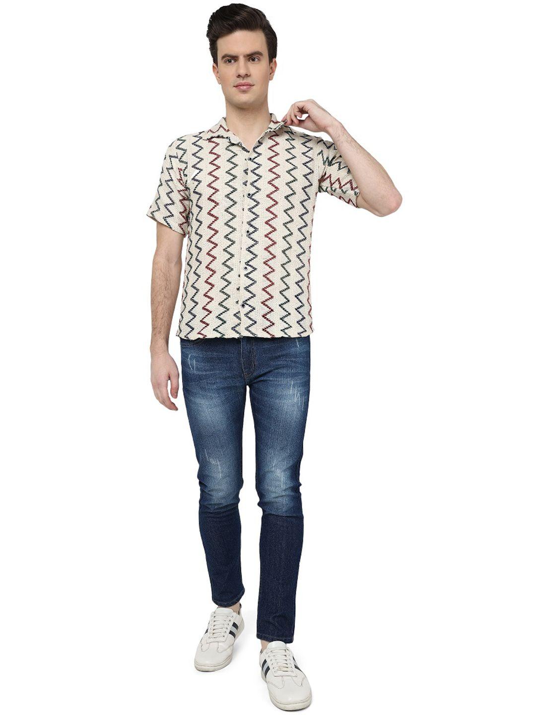 baesd spread collar short sleeves classic printed casual cotton shirt
