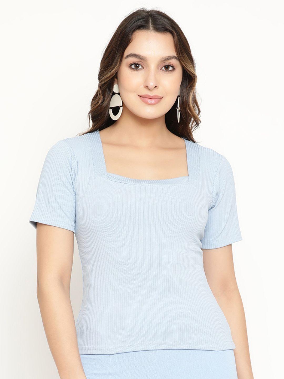 baesd square neck half sleeve ribbed top