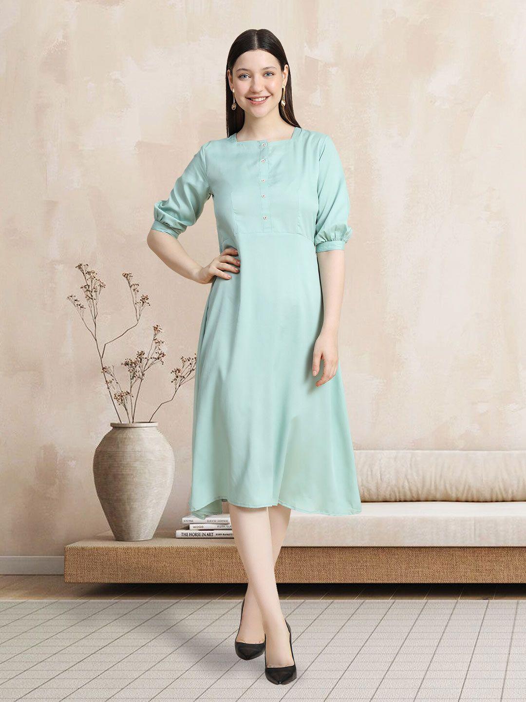 baesd square neck puff sleeve a-line dress