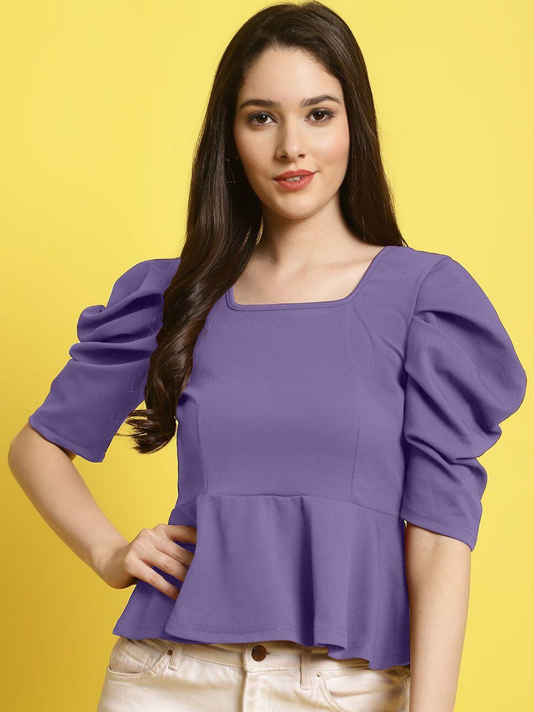 baesd square neck puff sleeves peplum top