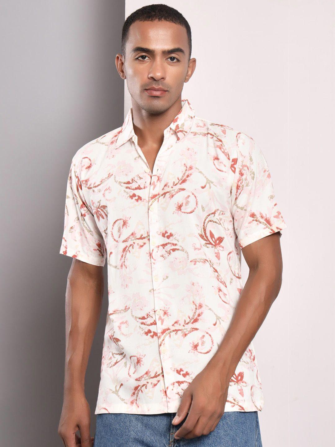 baesd standard fit floral printed cotton casual shirt