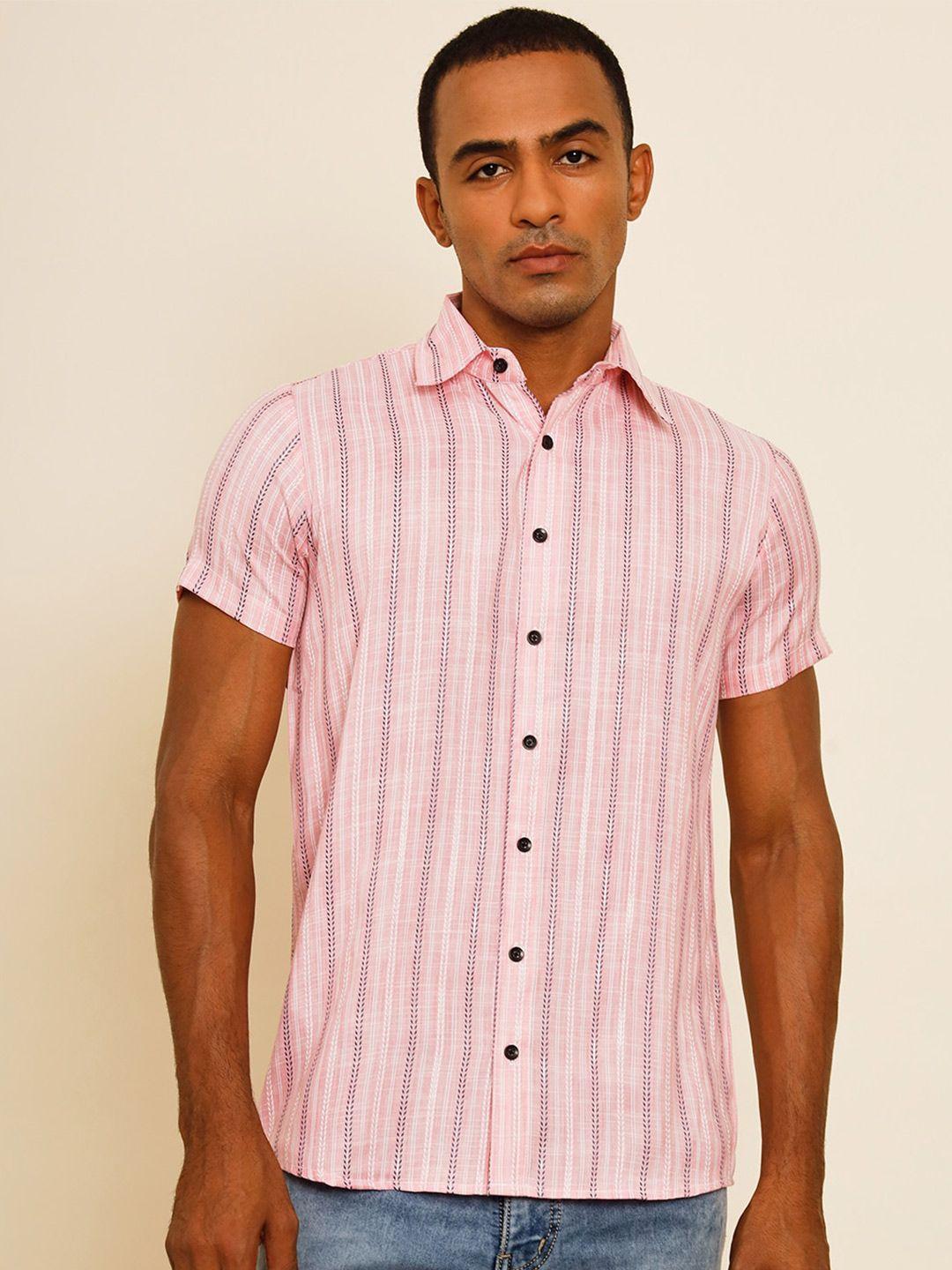 baesd standard fit spread collar striped casual shirt