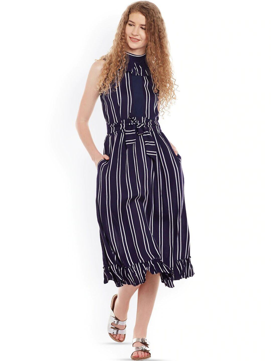 baesd striped a-line midi dress