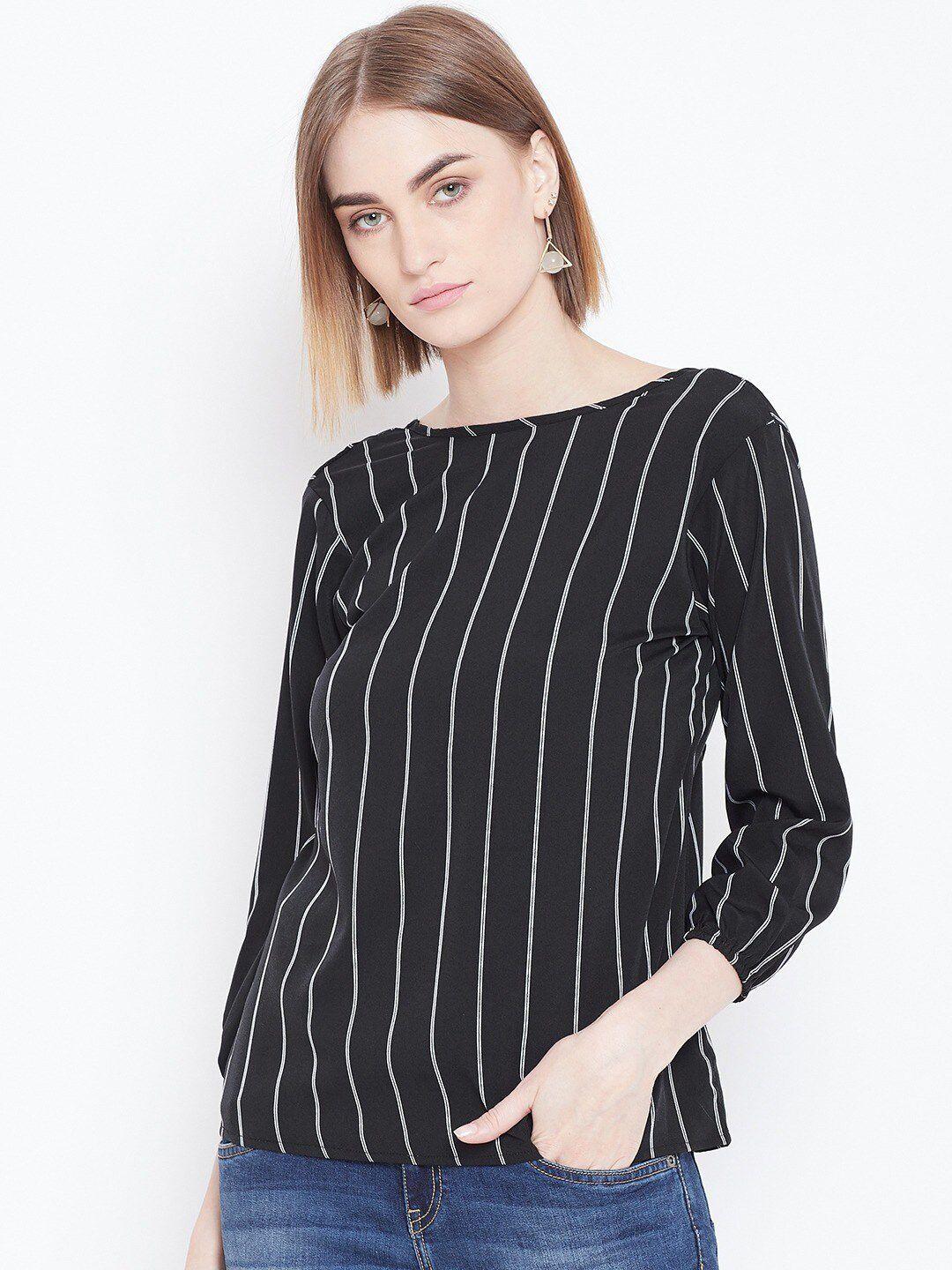 baesd striped boat neck styled back top