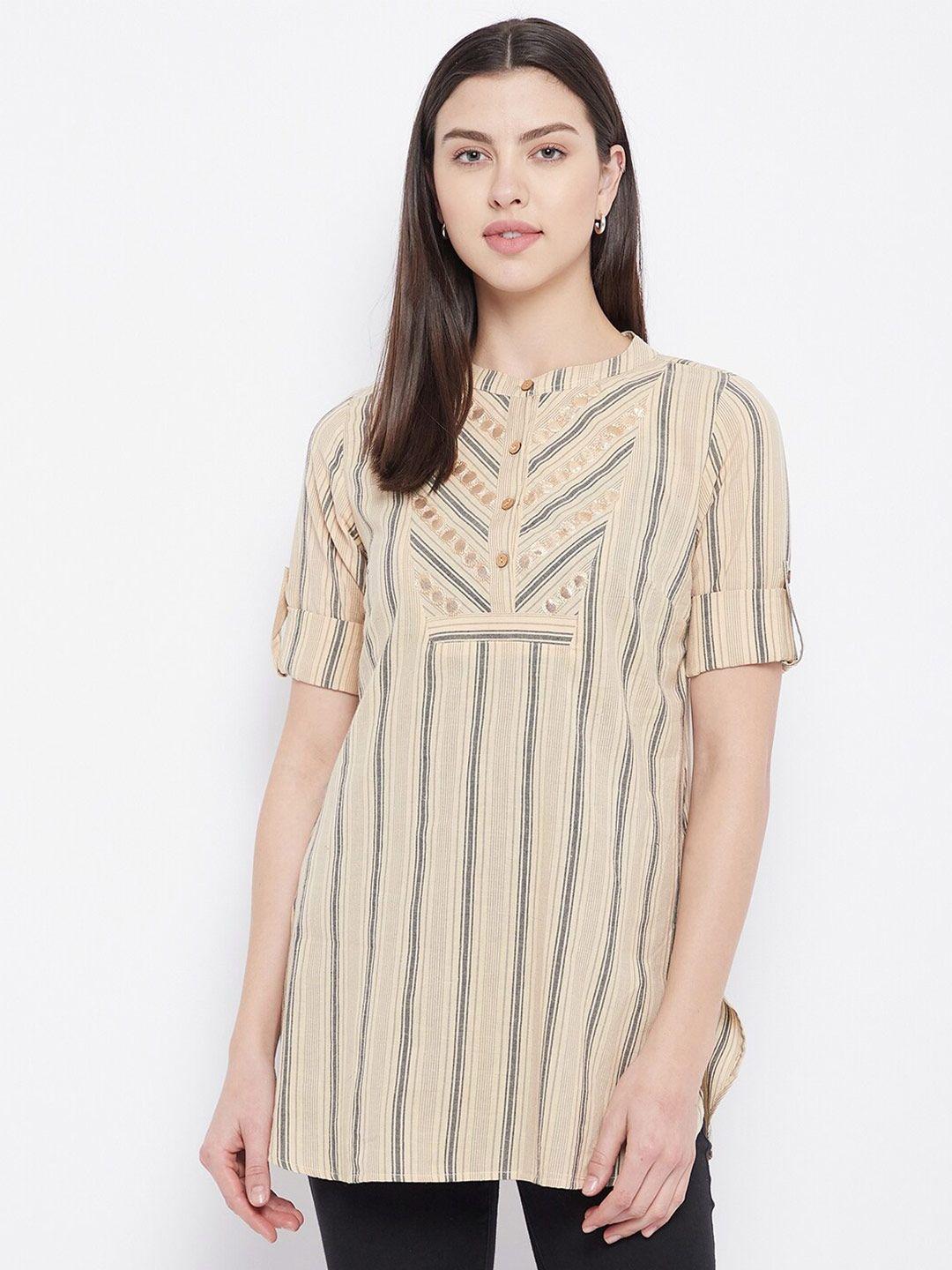 baesd striped cotton longline top