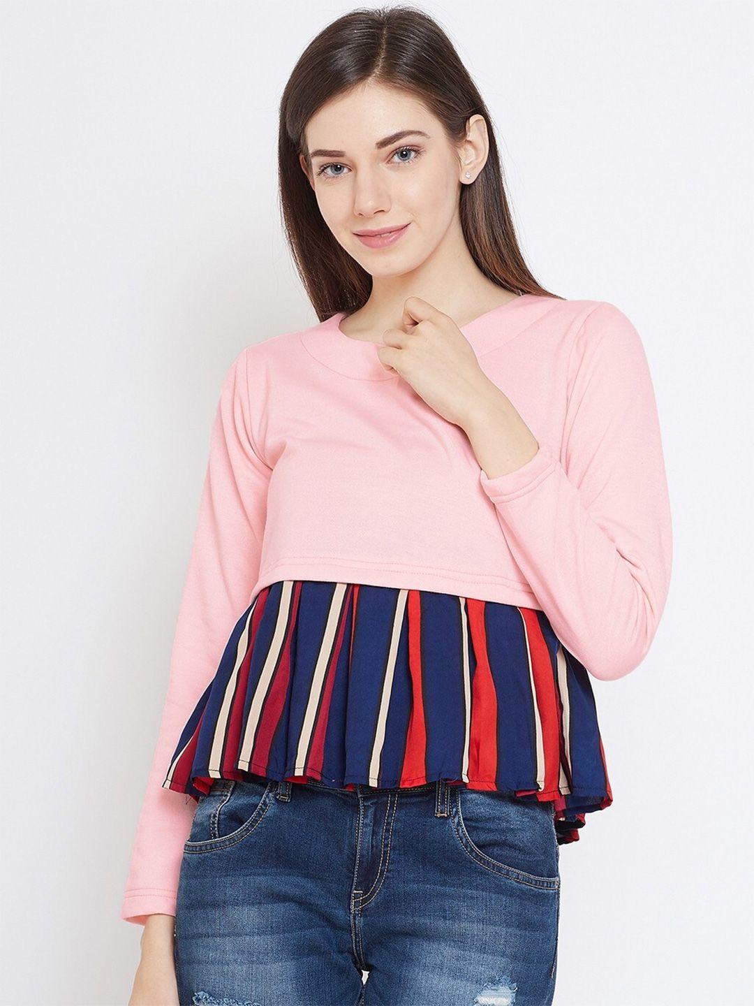 baesd striped fleece pullover sweatshirt