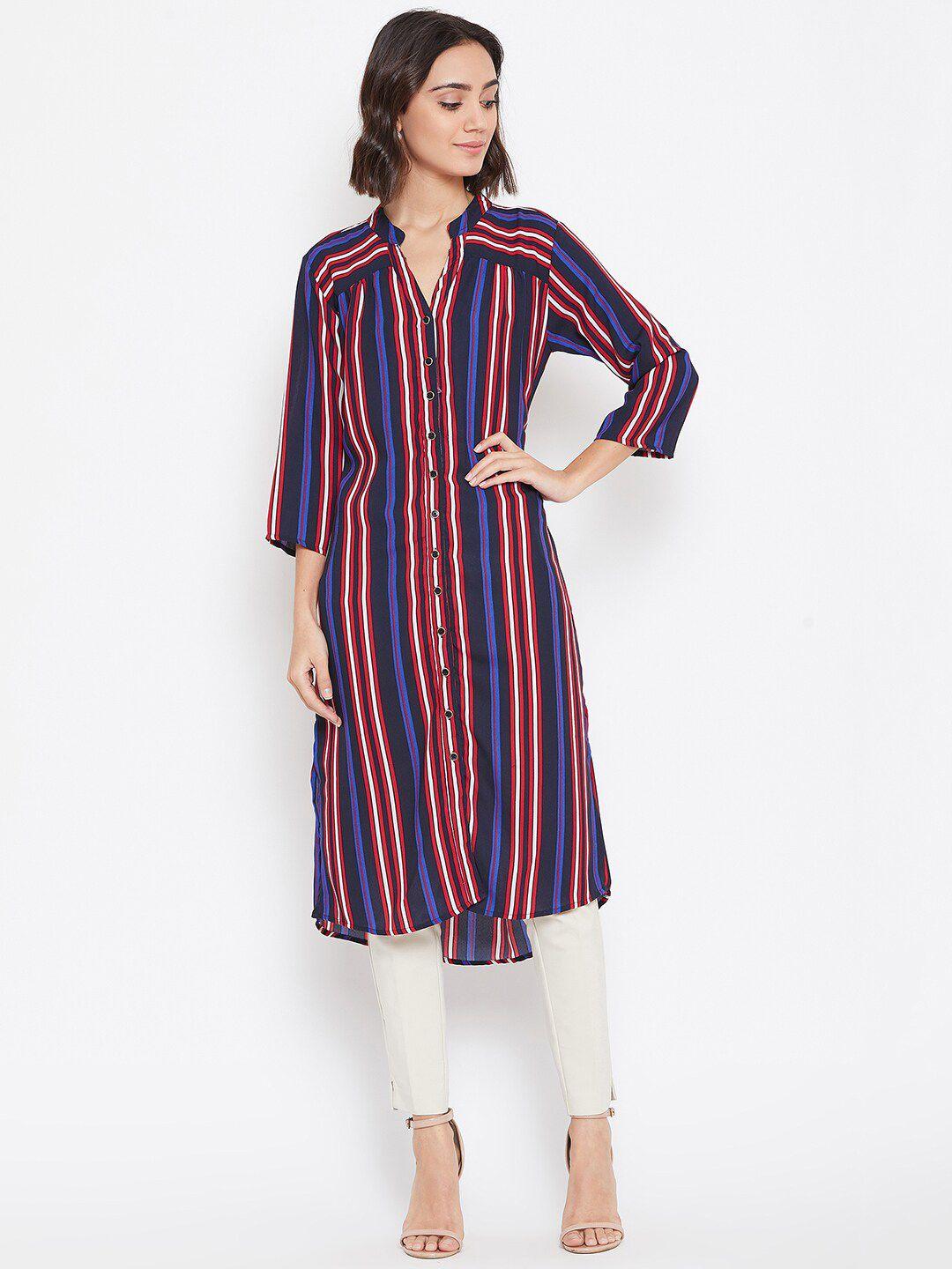 baesd striped mandarin collar fusion kurta