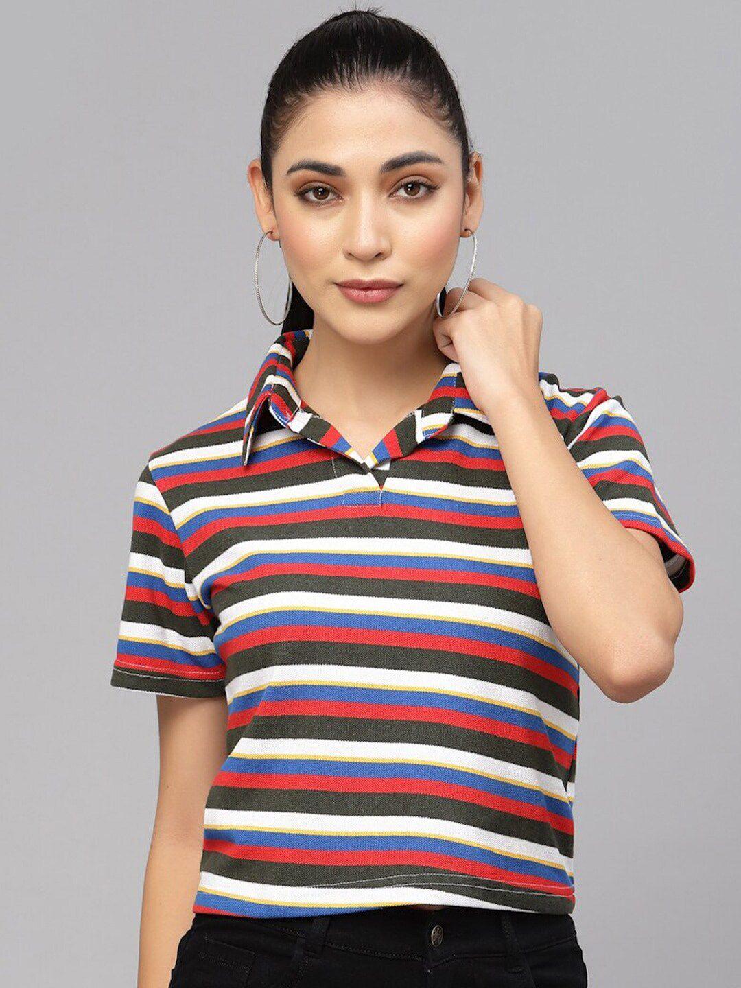 baesd striped polo collar cotton t-shirt