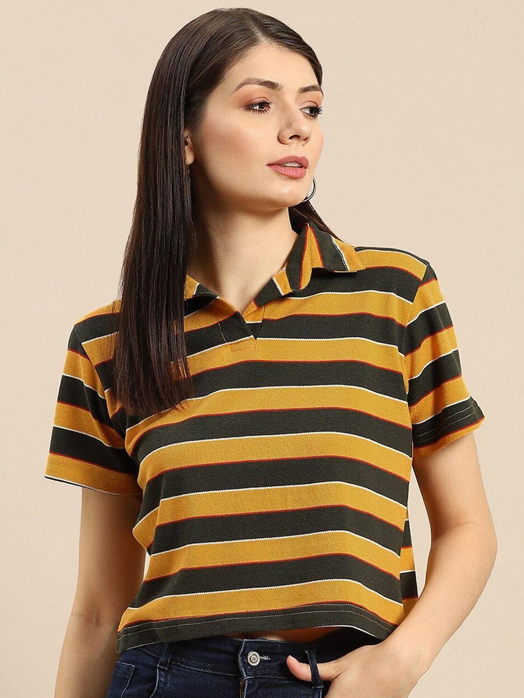 baesd striped polo collar cotton t-shirt