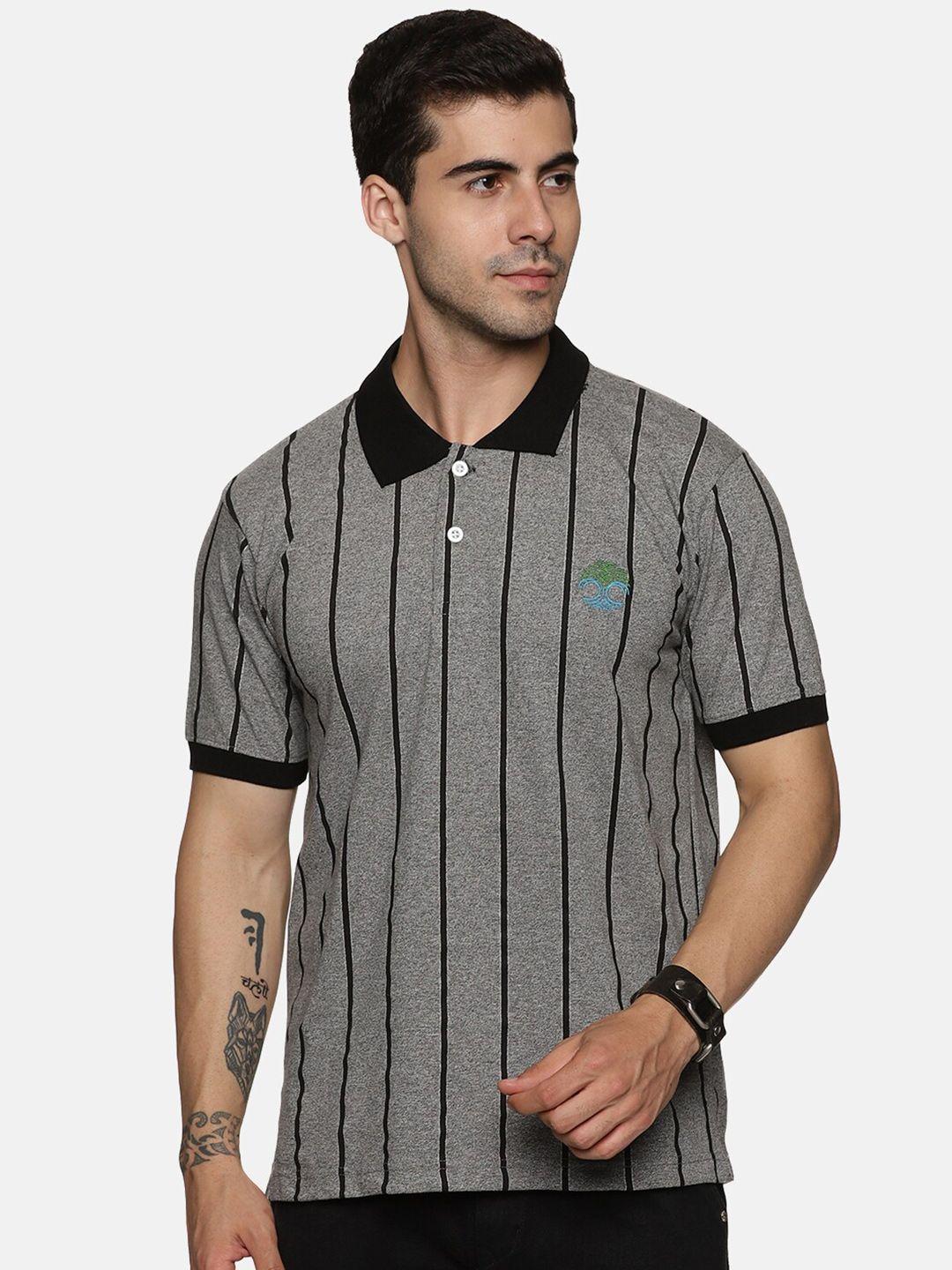 baesd striped polo collar cotton t-shirt