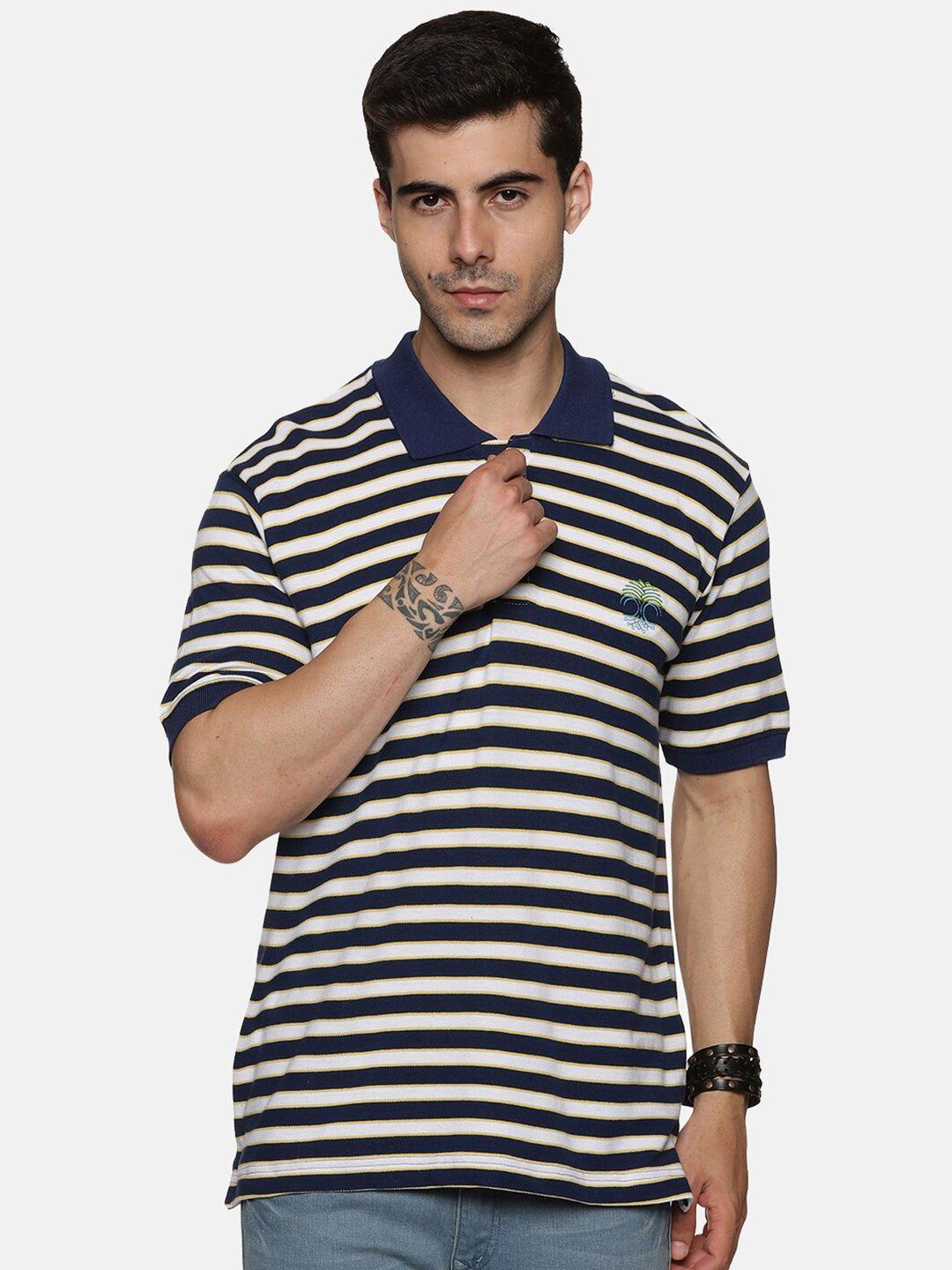 baesd striped polo collar cotton t-shirt