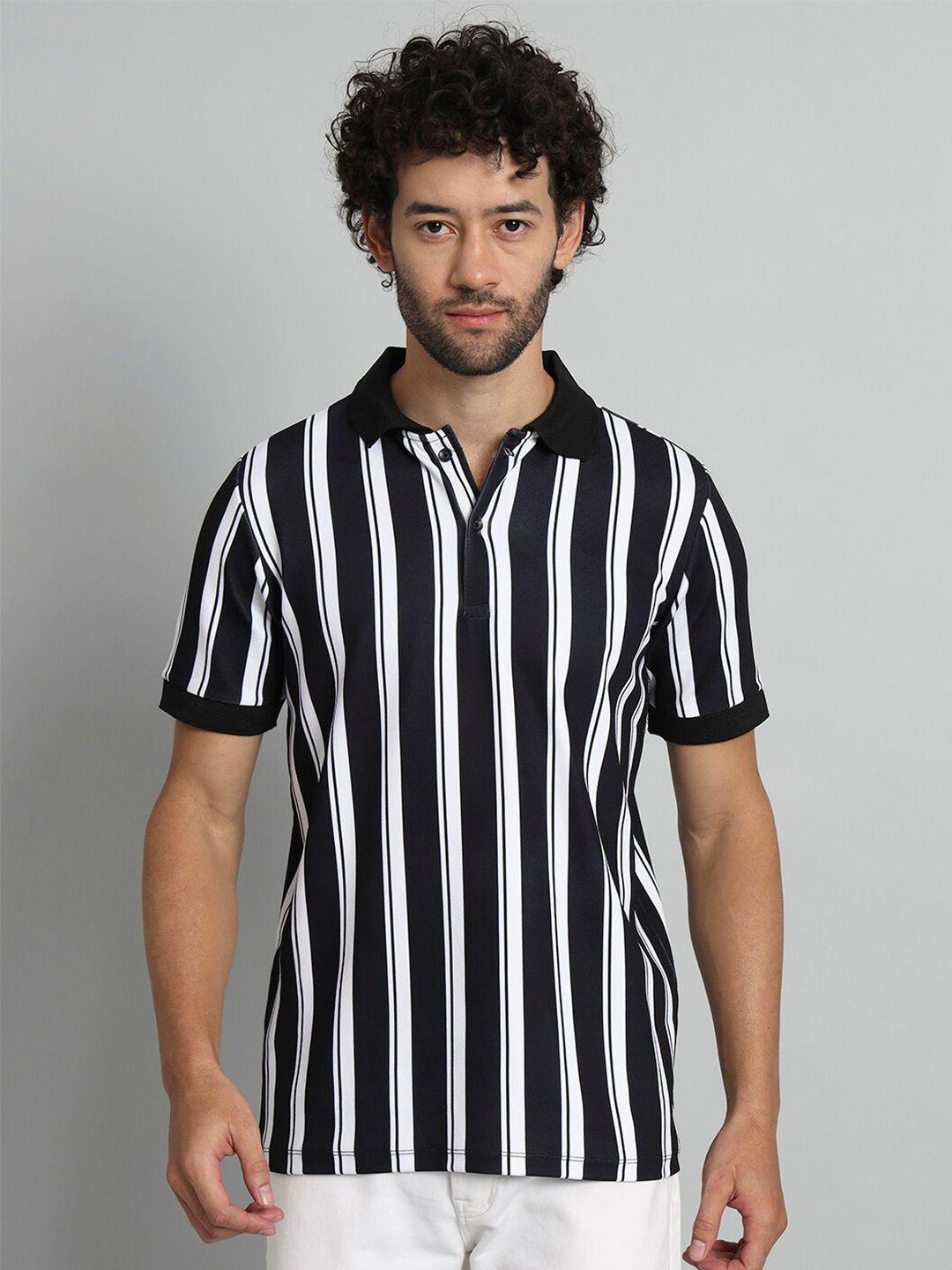 baesd striped polo collar monochrome t-shirt