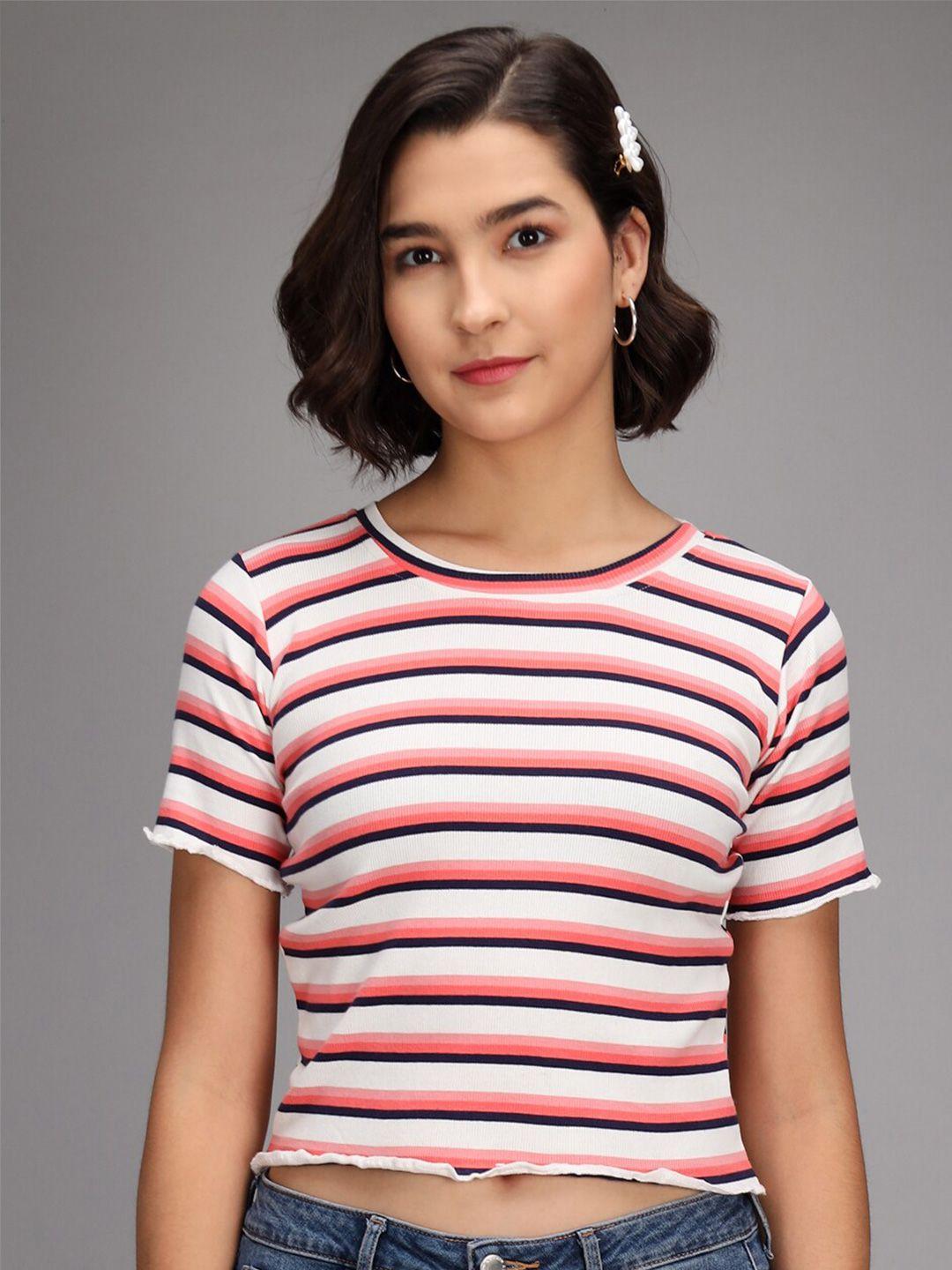 baesd striped round neck crop top