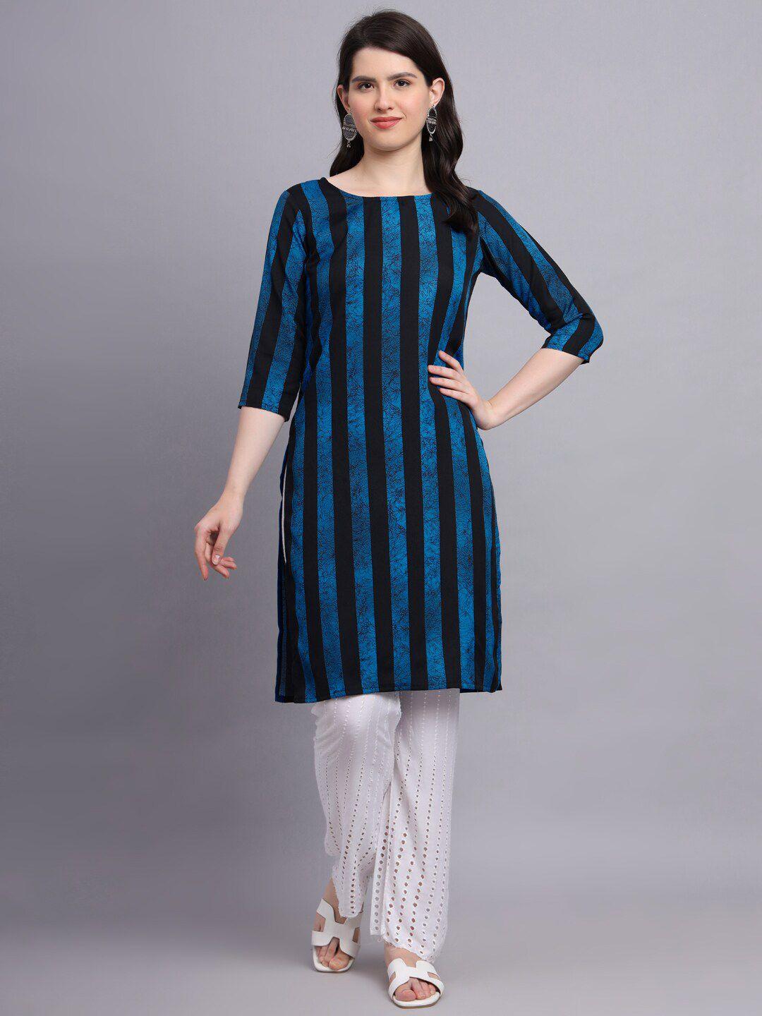baesd striped straight knee-length kurta