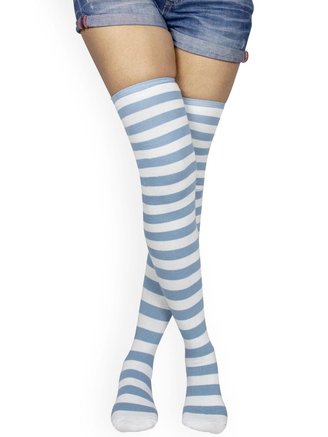 baesd striped thigh-high stocking