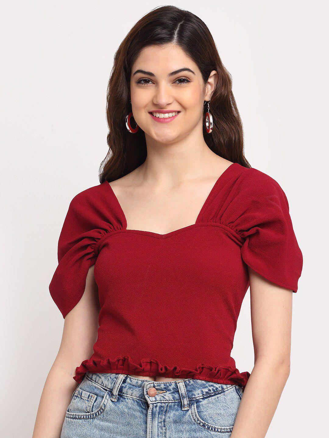 baesd sweetheart neck puff sleeve crop top