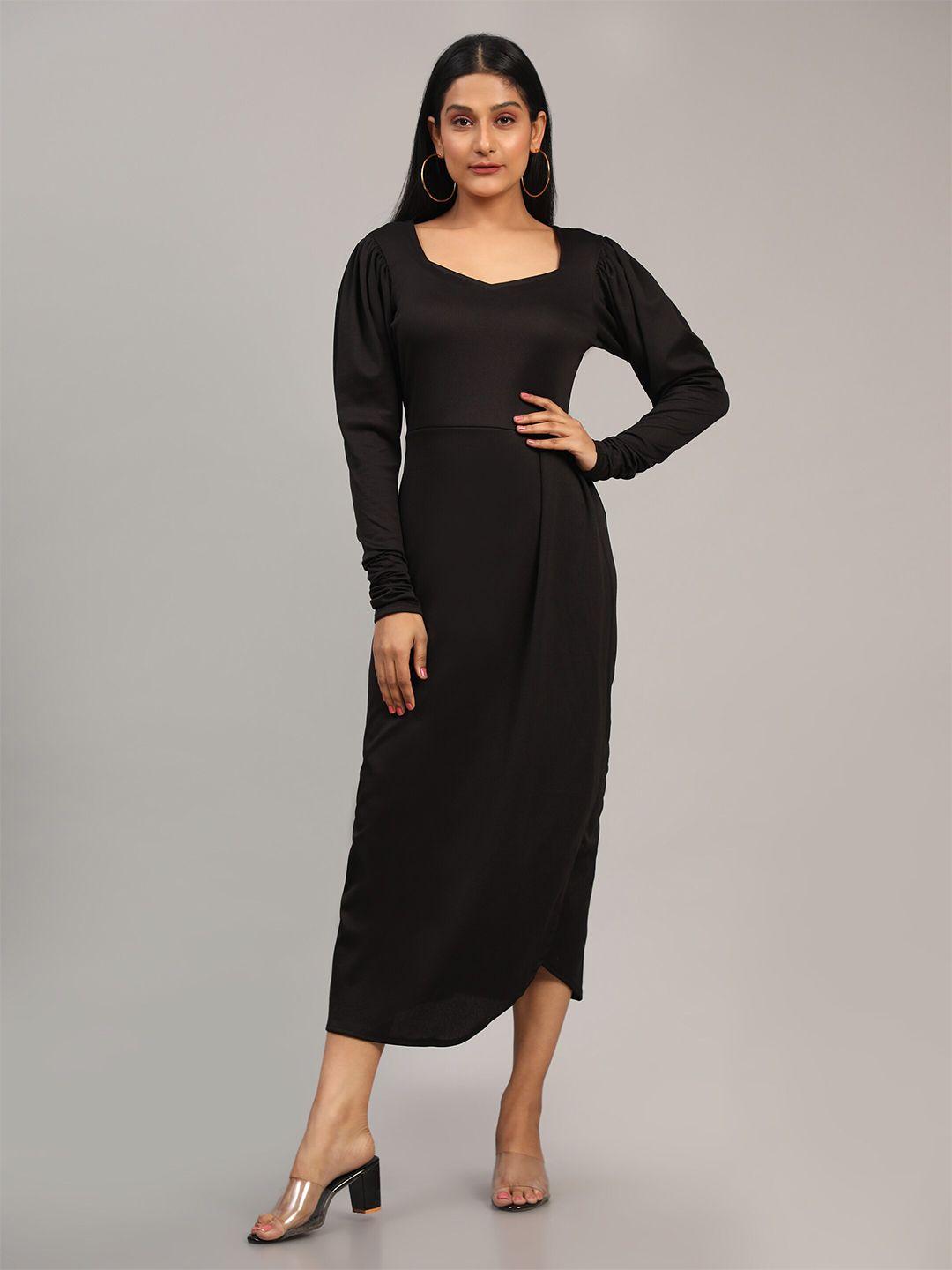 baesd sweetheart neck puff sleeves a-line midi dress