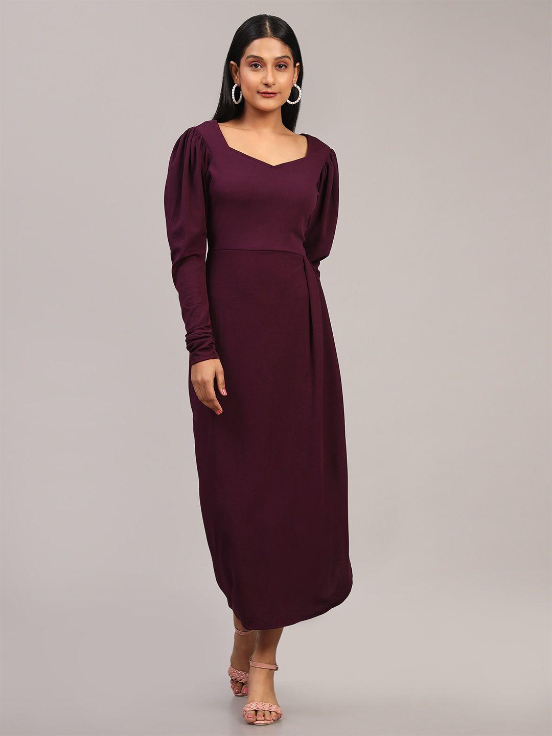 baesd sweetheart neck puff sleeves midi dress