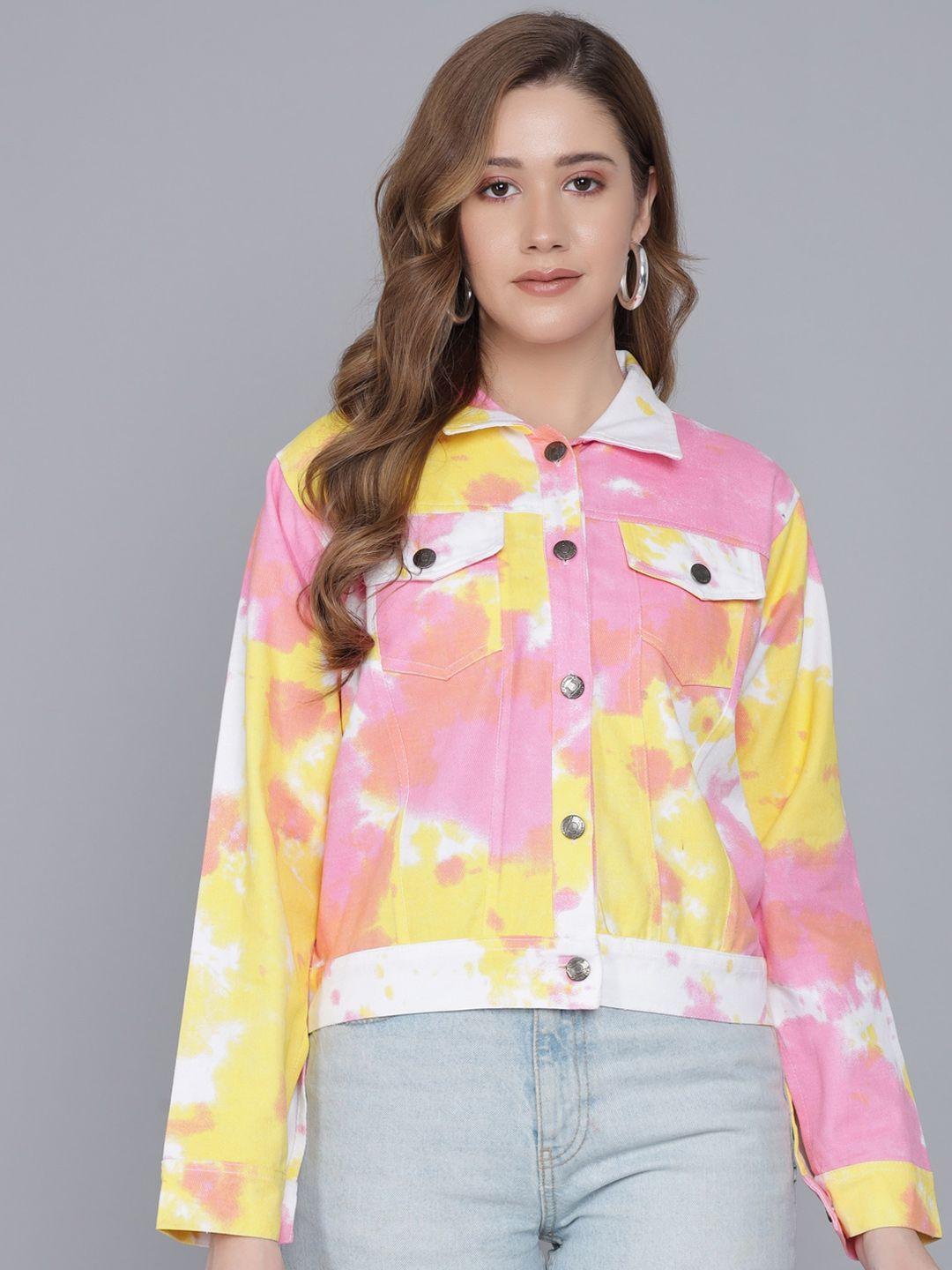 baesd tie & dye long sleeve denim jacket