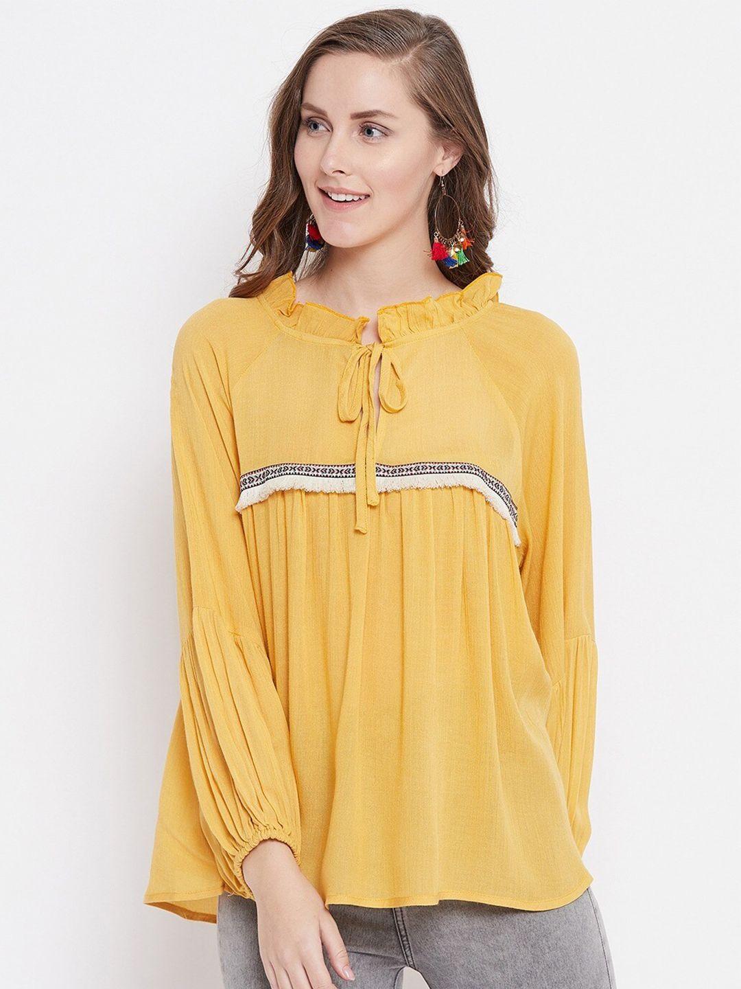 baesd tie-up neck raglan sleeves gathered or pleated empire top